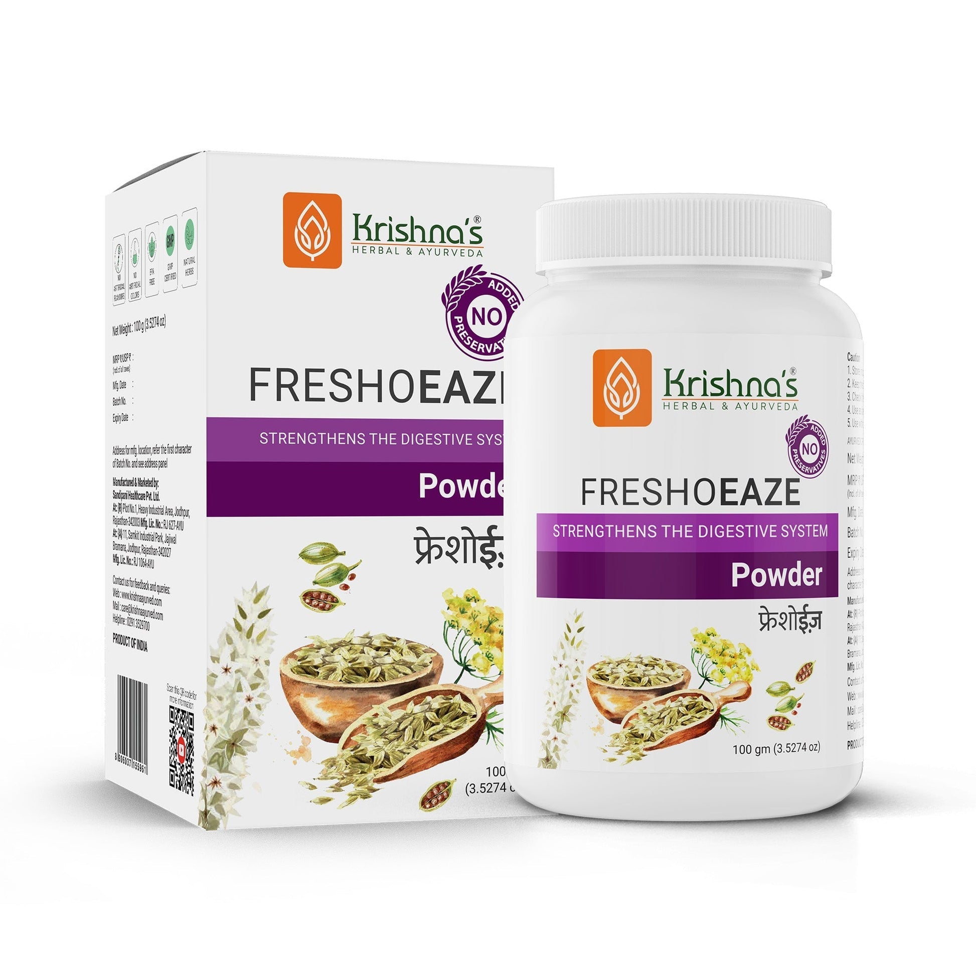 Krishna'S Herbal & Ayurveda Freshoeaze Powder 