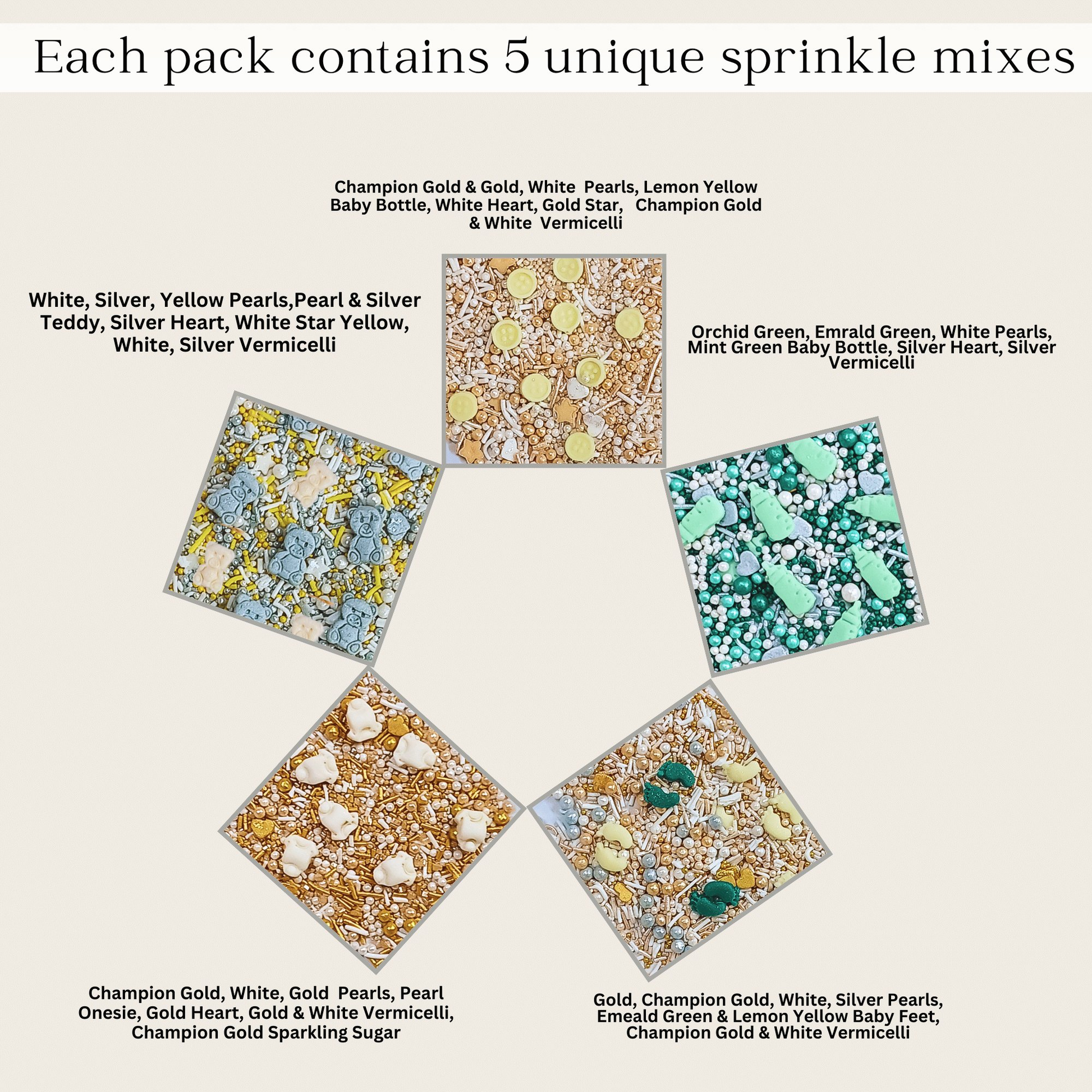 Confect Baby Shower Sprinkles | Birthday Sprinkles Pack of 5 (BABY SHOWER -06	)