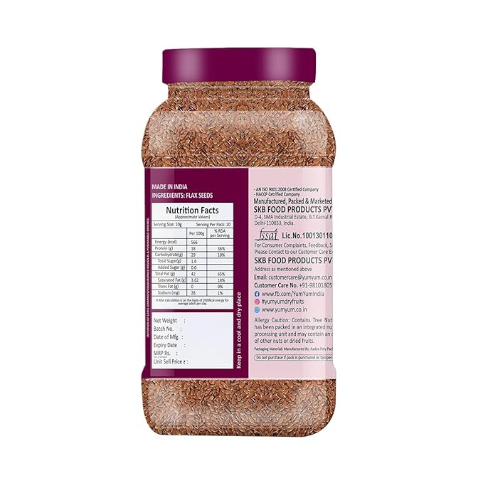 Yum Yum Roasted & Salted Flax Seeds Jar  Grab2Buy Yum Yum Grab2Buy