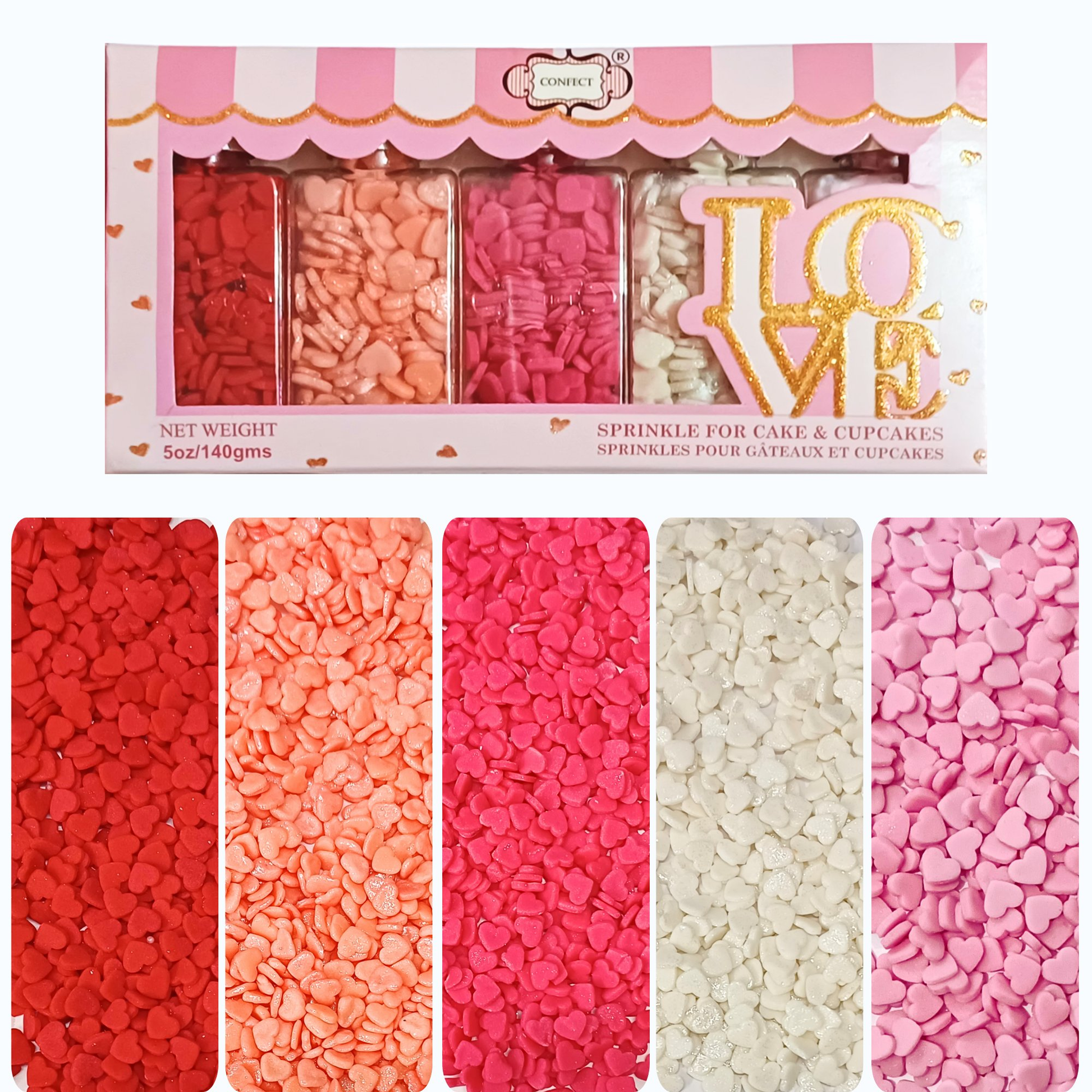 Confect Valentine Sprinkles | 05 Edible Decoration for Baking & Dessert  Grab2Buy Confect Grab2Buy