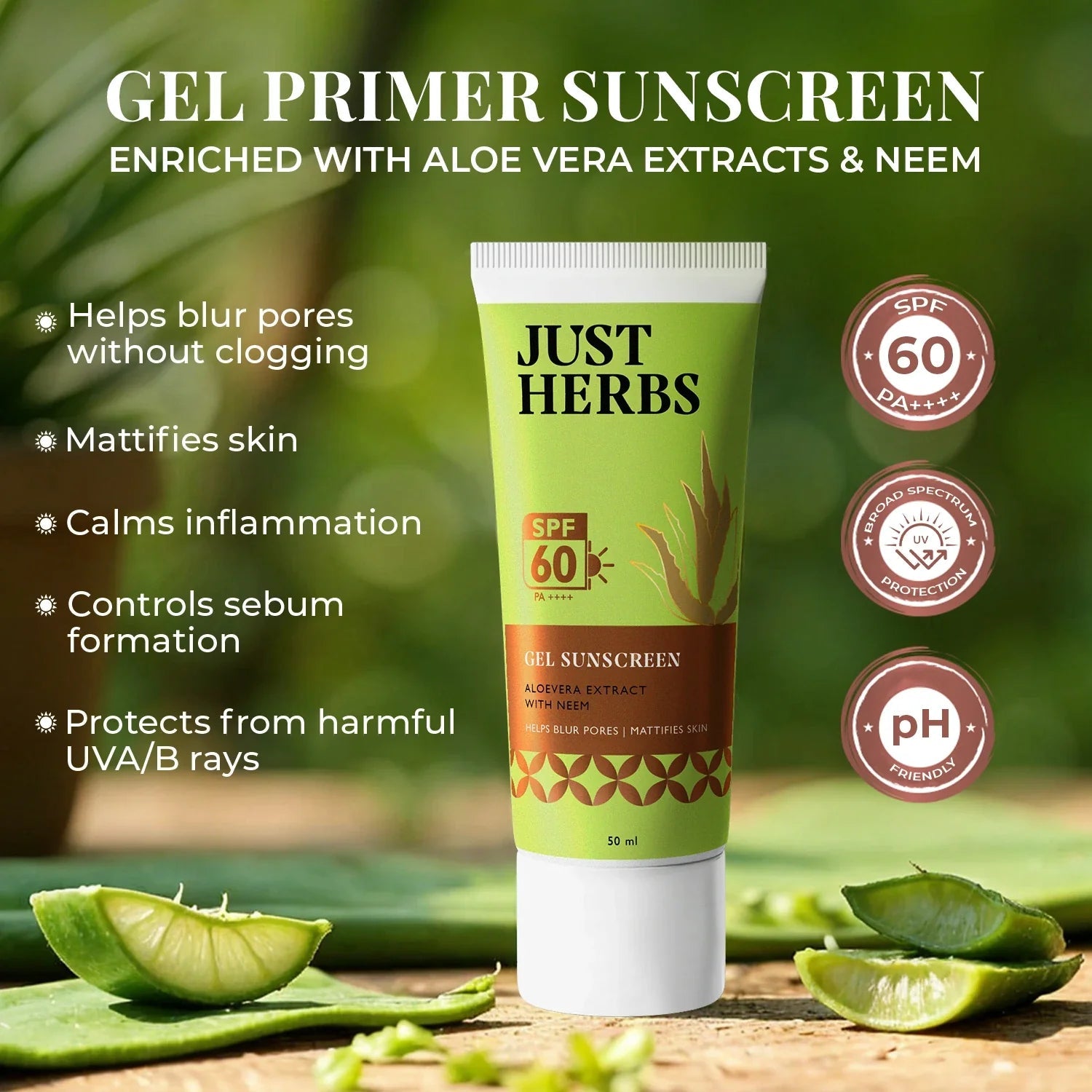 Gel Sunscreen with Neem & Aloe Vera | SPF 60 PA++++ 