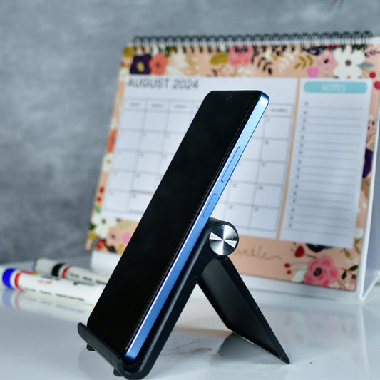 Sowpeace Trendy Adjustable Silver Tablet Stand with Black Hinges