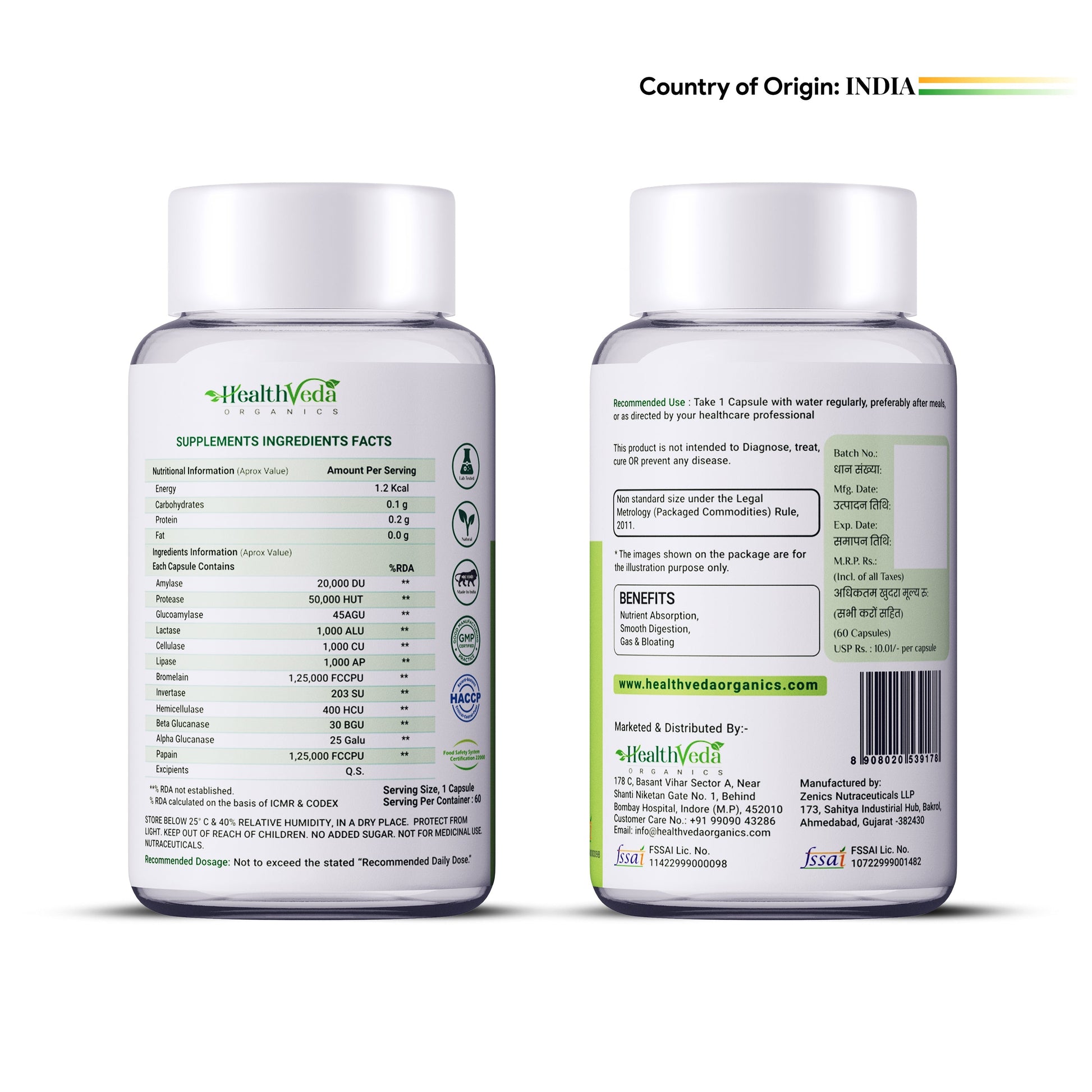 Health Veda Organics Digestive Enzyme Capsules 