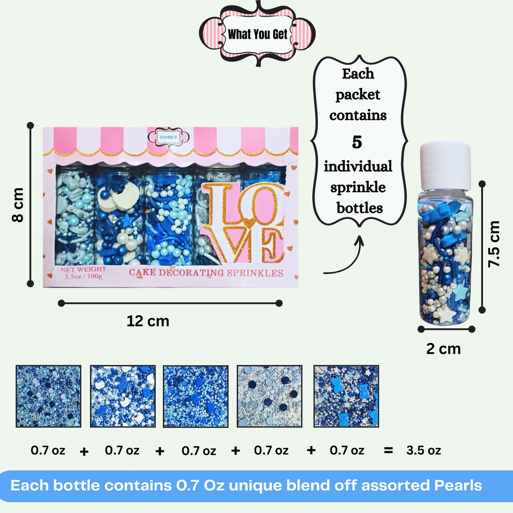 Confect Boys Baby Shower Sprinkles | Baby Blue Sprinkles for Cake & Cupcake Decorating