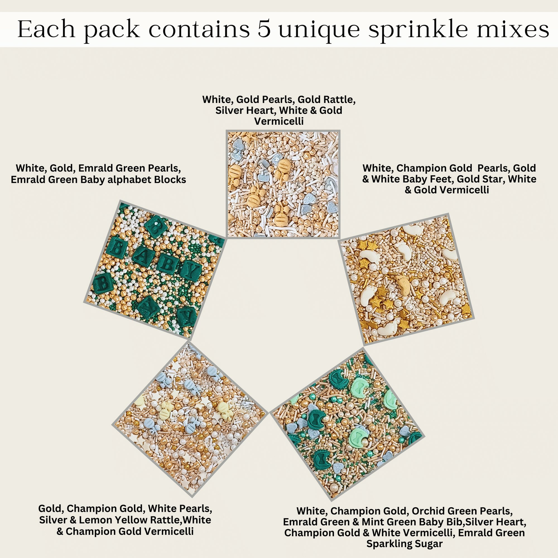Confect Baby Shower Sprinkles | Gender Reveal Sprinkles Pack of 5 (BABY SHOWER -02)