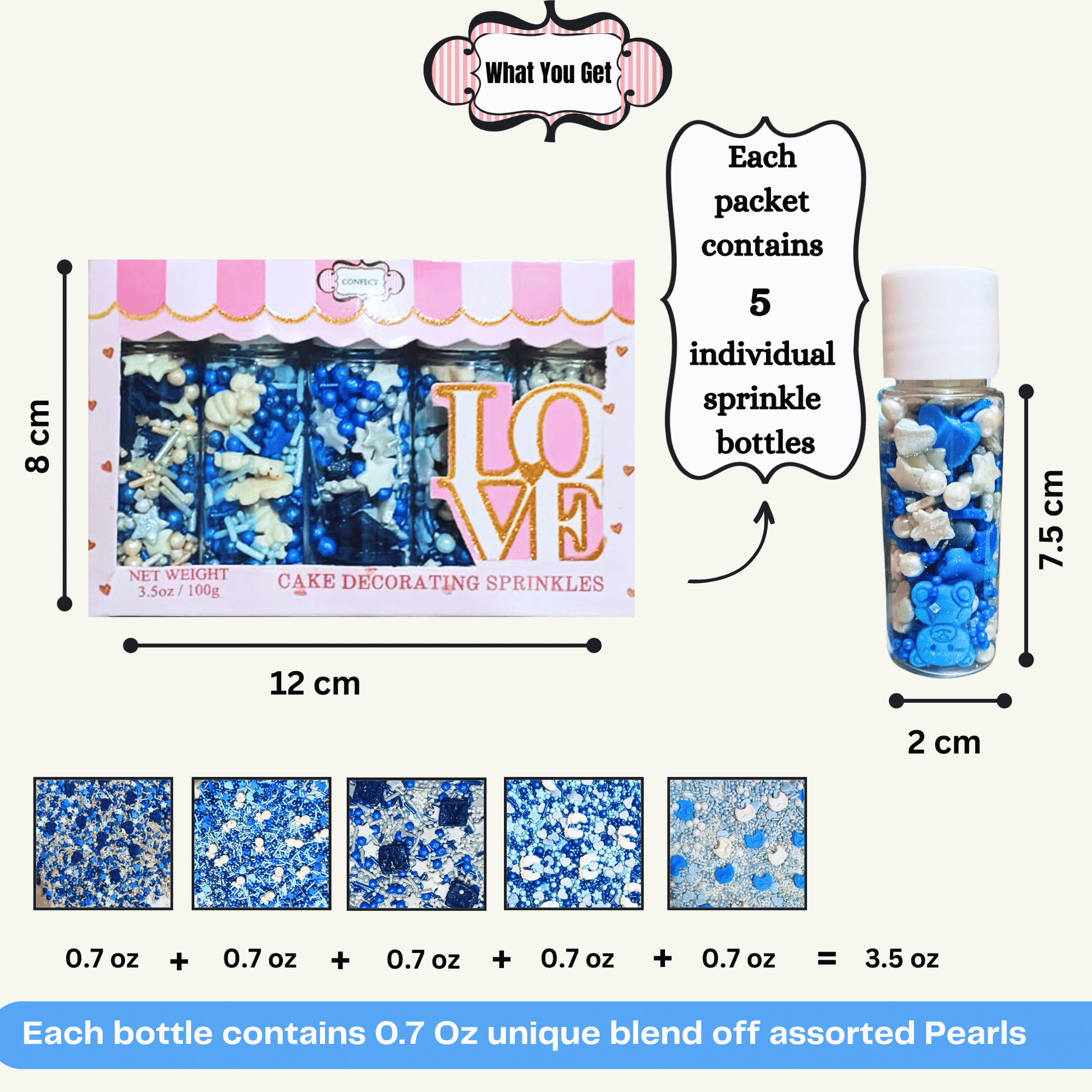 Confect Boys Baby Shower Sprinkles | Baby Blue Sprinkles for Cake & Cupcake Decorating