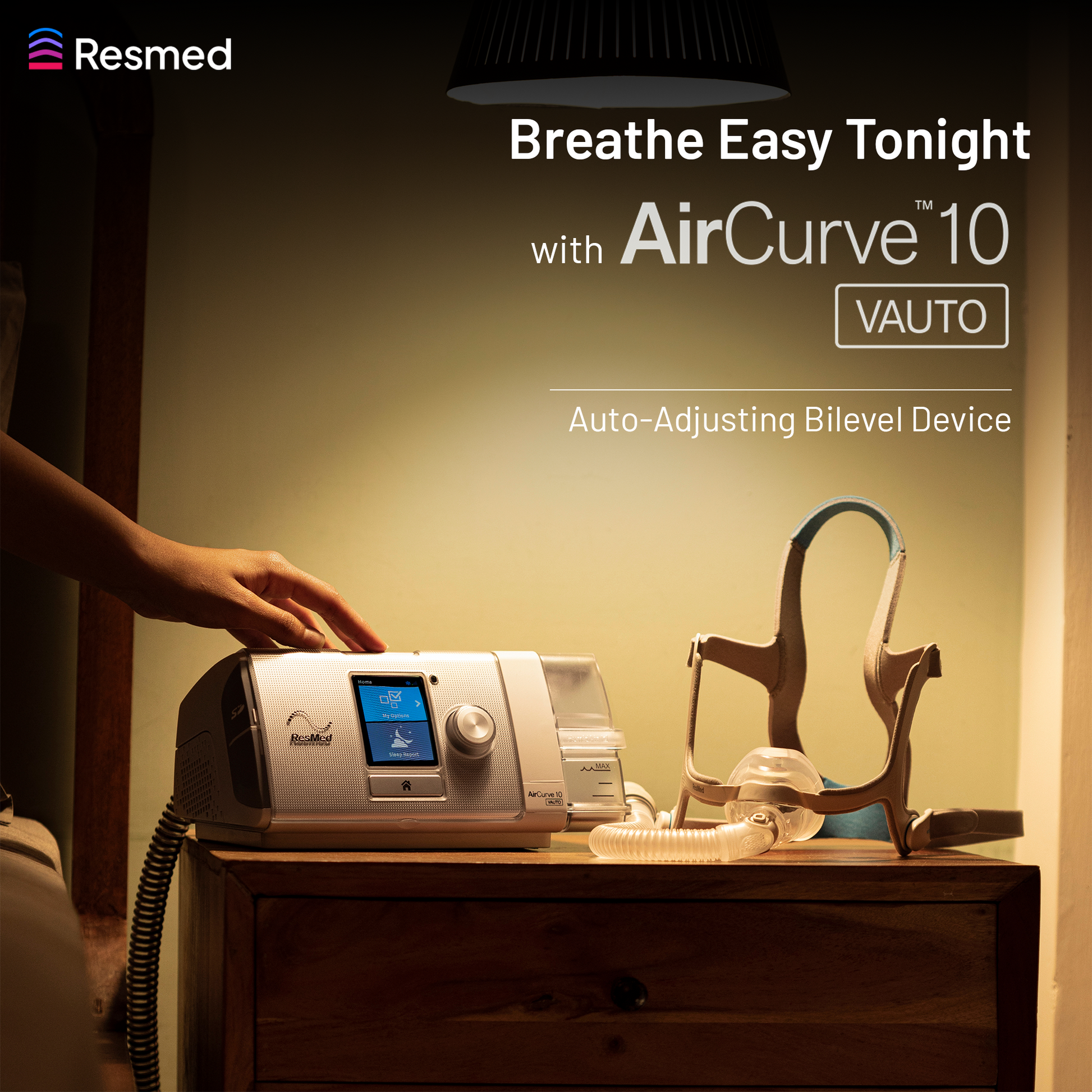 AirCurve™ 10 VAuto 4G Tripack With Humidifier and ClimateLineAir™ Tube 