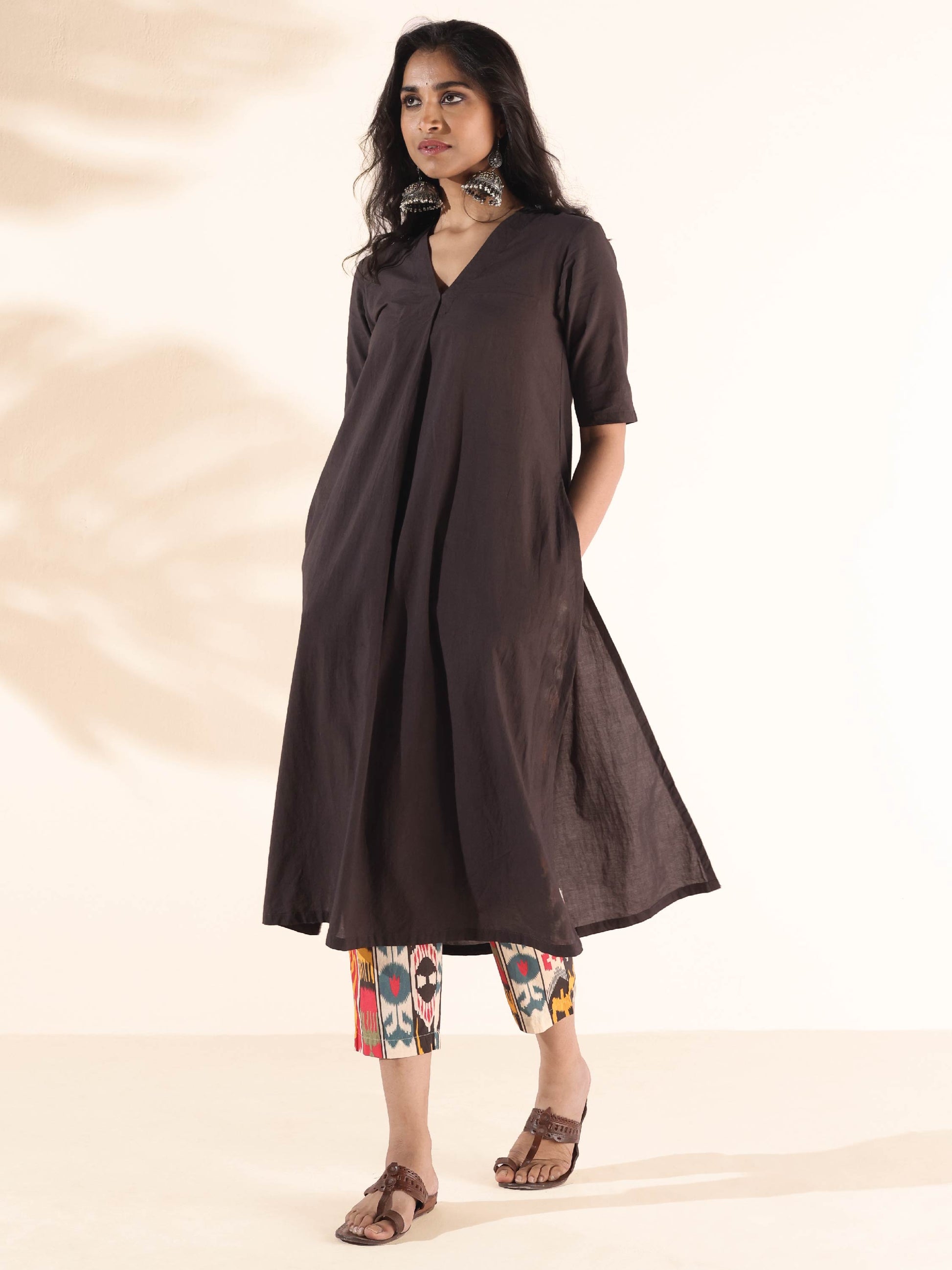 trueBrowns Cola Cotton Ikat Kurta Pant Set 