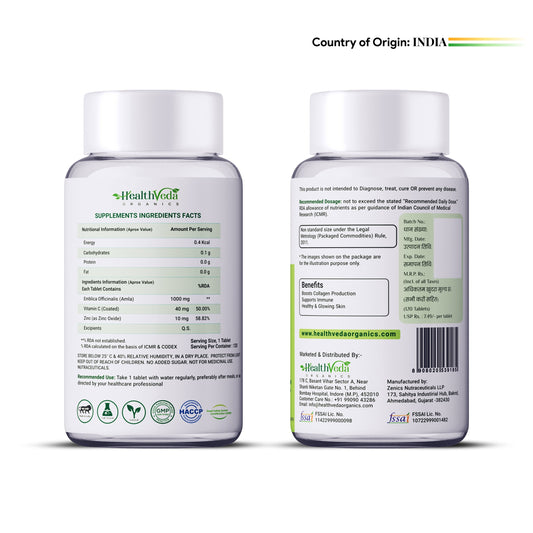 Health Veda Organics Natural Vitamin C Tablets For Skin & Health 