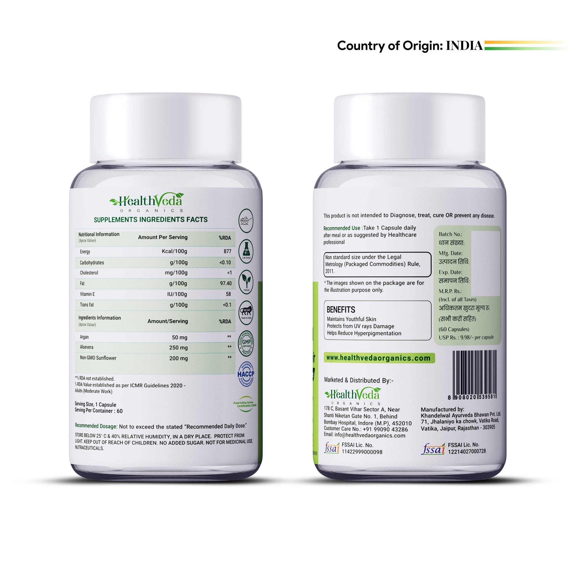 Health Veda Organics Vitamin E Capsules Health Veda Organics