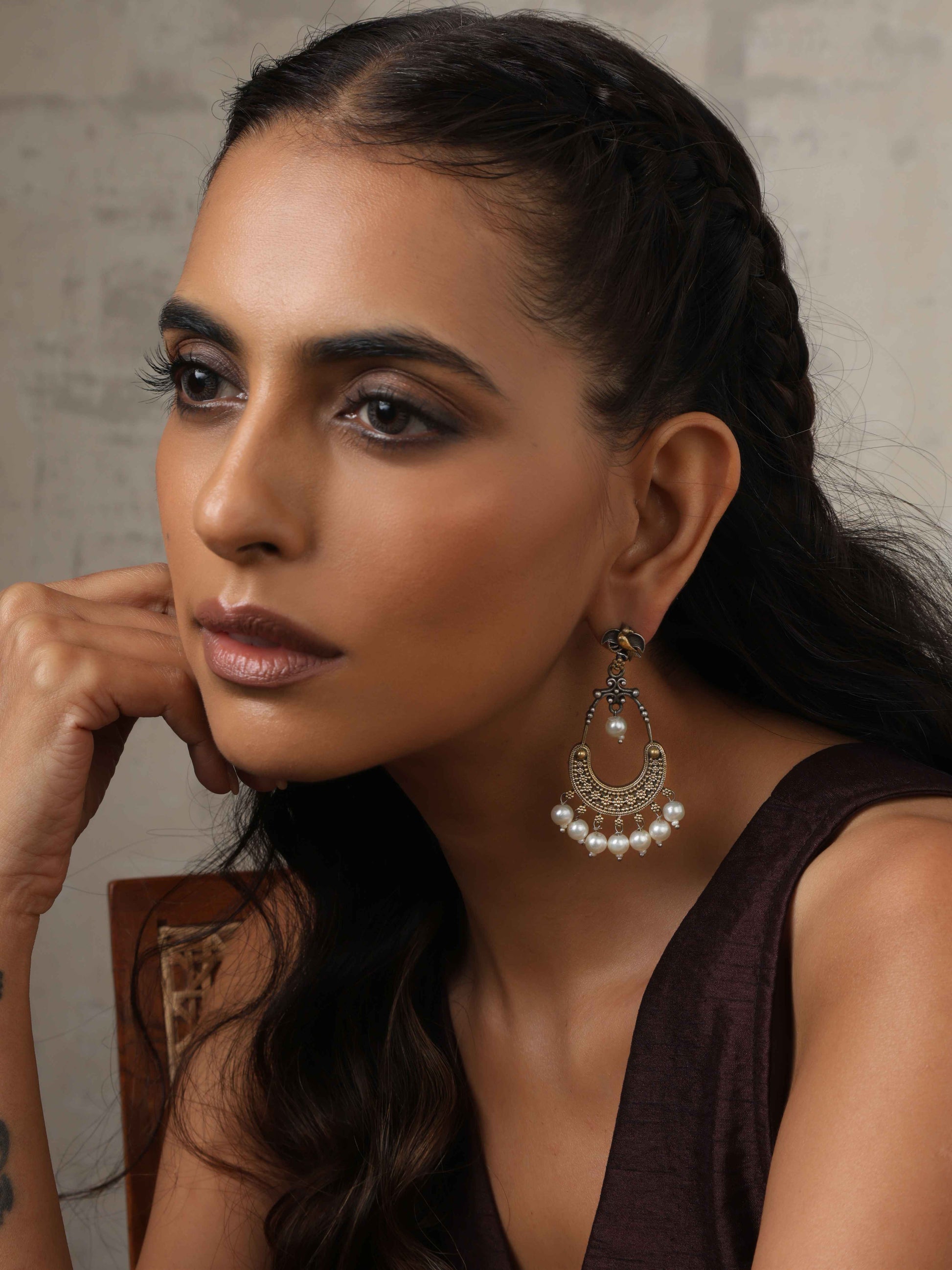 trueBrowns Silver Gold Tone Chandbaali Earrings Truebrowns Lifestyle