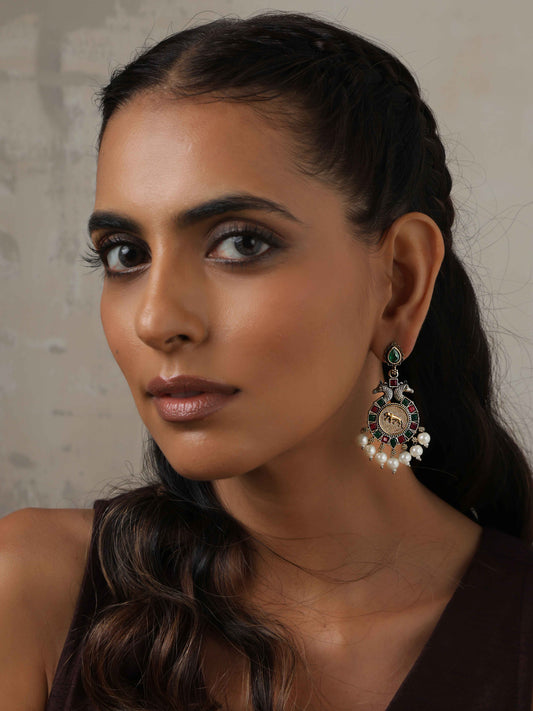 trueBrowns Silver Gold Tone Embossed Earrings Truebrowns Lifestyle