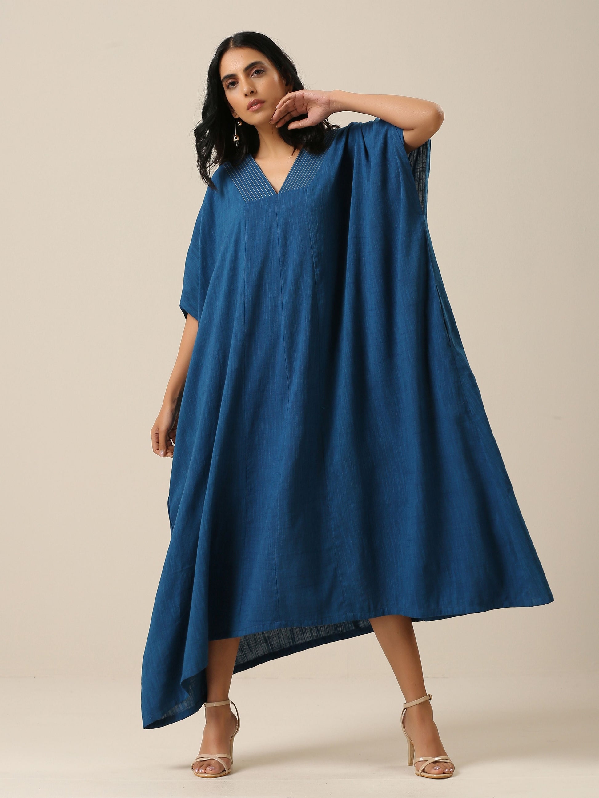 trueBrowns Classic Blue Panel Kaftan dress 