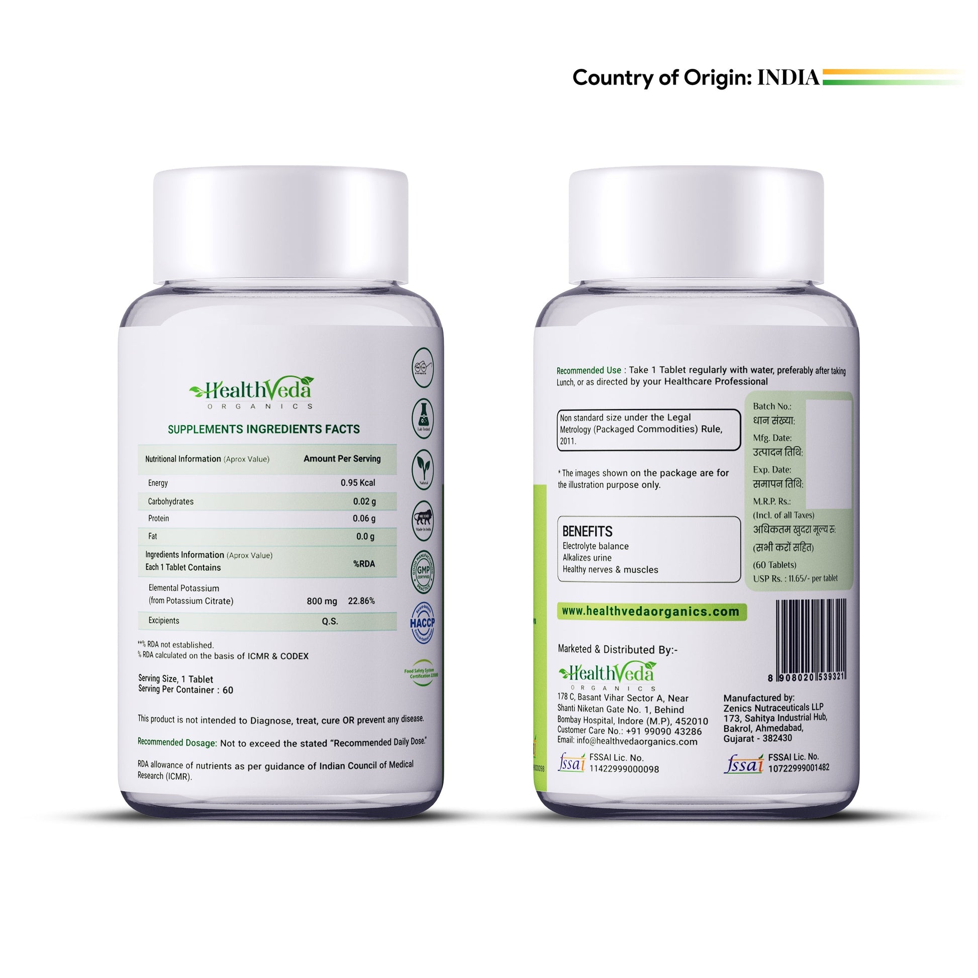 Health Veda Organics Potassium Citrate Tablets 