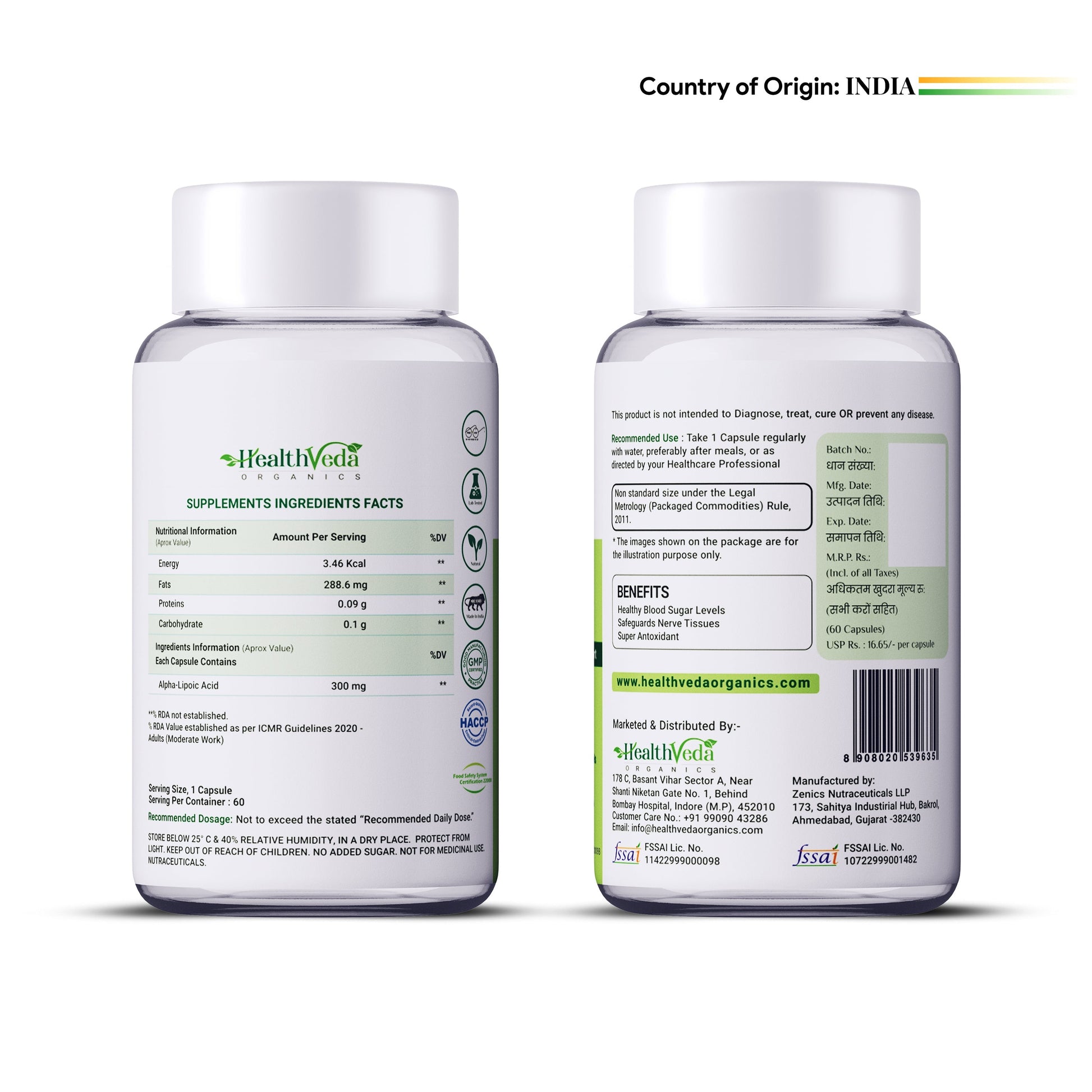 Health Veda Organics Alpha Lipoic Acid Capsules 