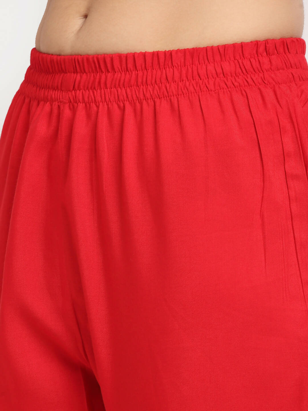 Rudra Bazaar Red Anarkali Kurti & Pyjamas With Dupatta