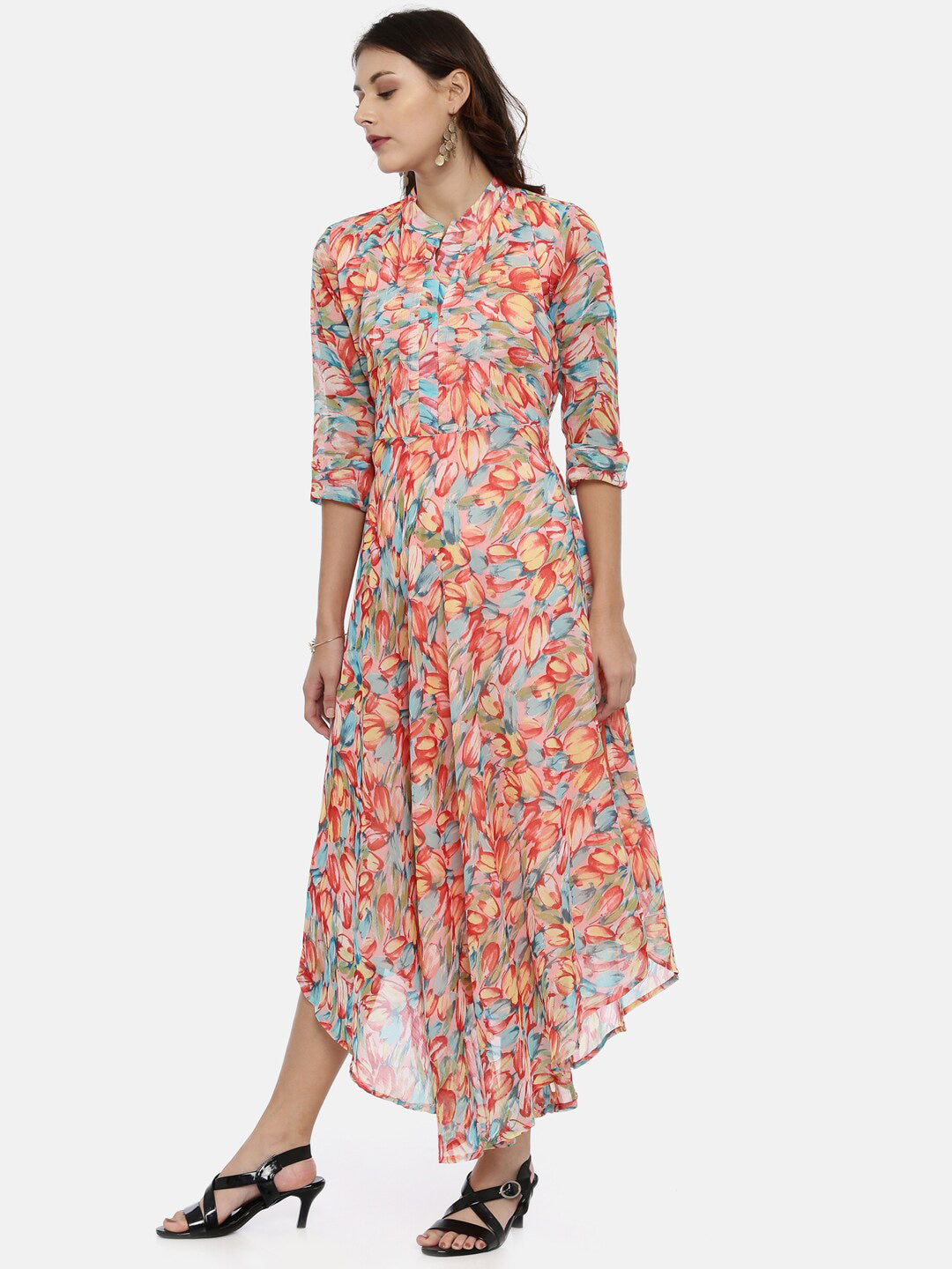 Souchii Floral Chiffon Midi Dress 