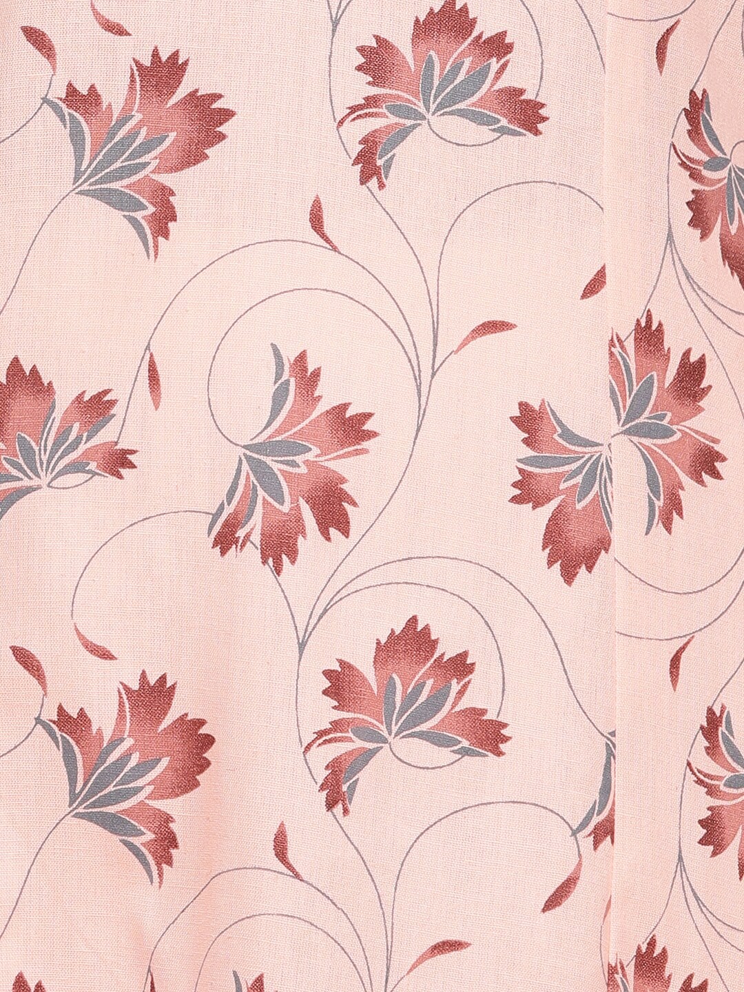 HERE&NOW Pink & Maroon Floral Printed Pure Cotton Kurta