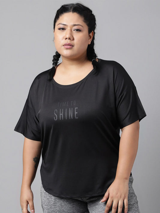 MKH Plus Size Typography Printed Dri-FIT Sports T-Shirt 