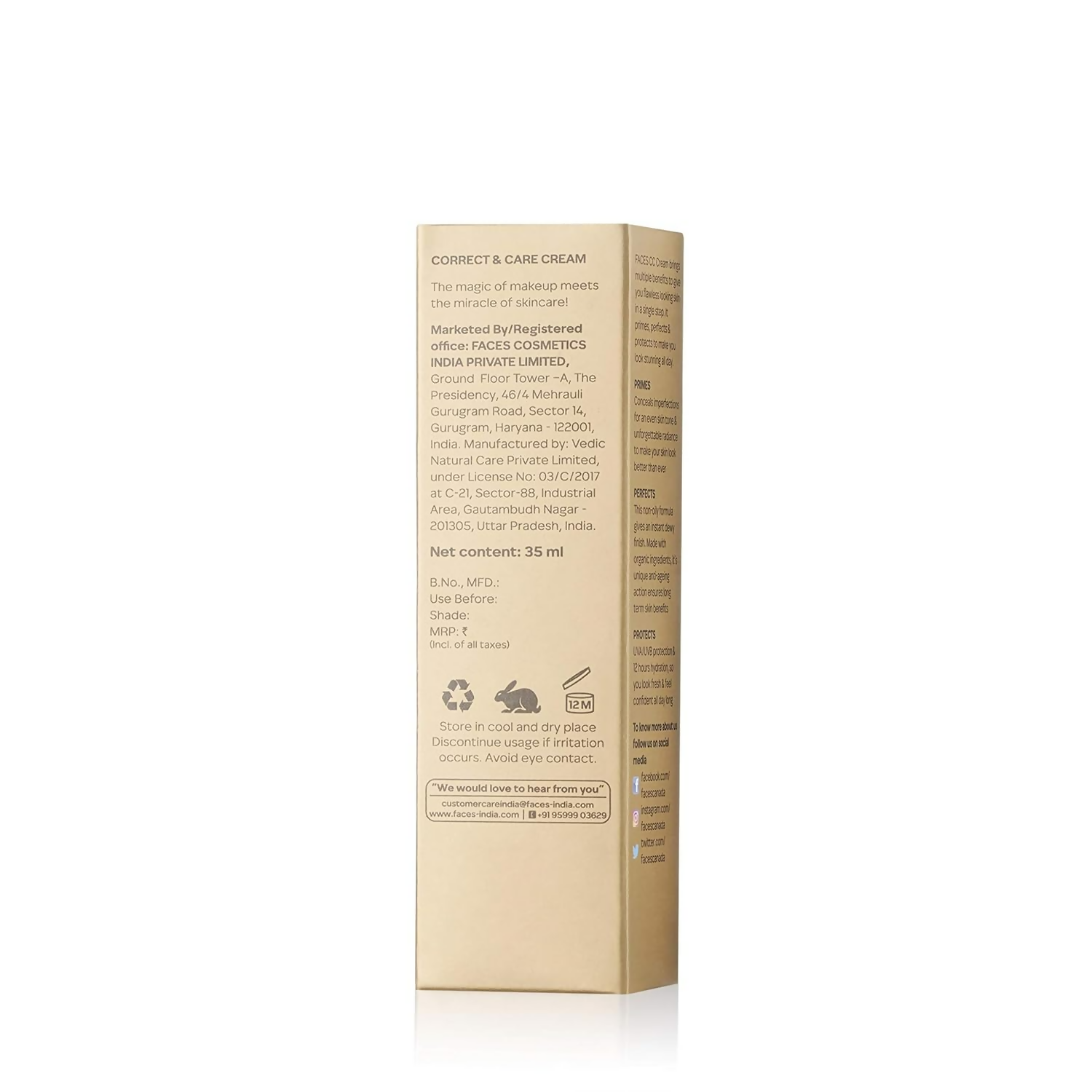 Faces Canada Color Correcting CC Cream with SPF 20 - Natural Hydrates