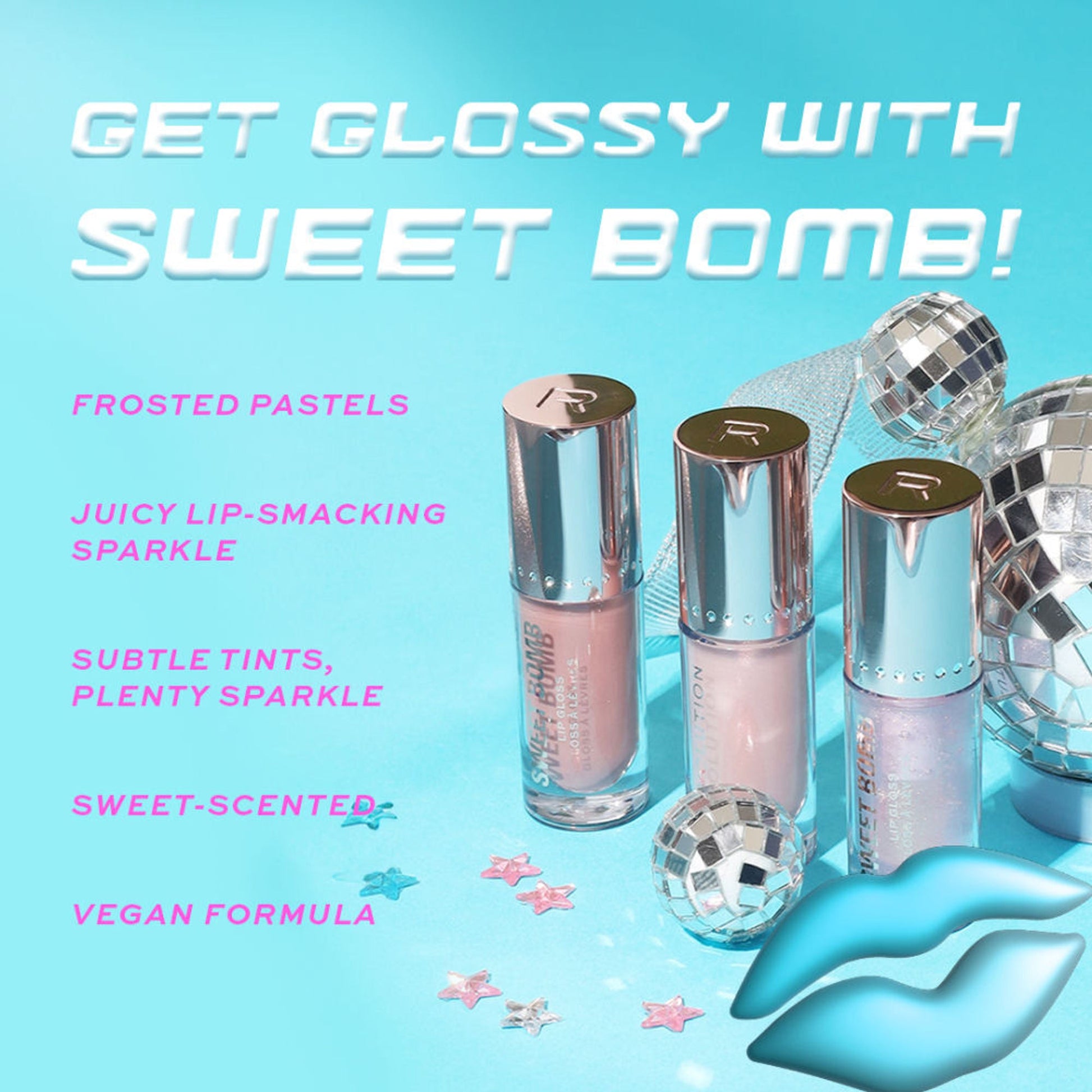 Makeup Revolution Y2K Baby Sweet Bomb Lip Gloss - Candyfloss Pink Glitter
