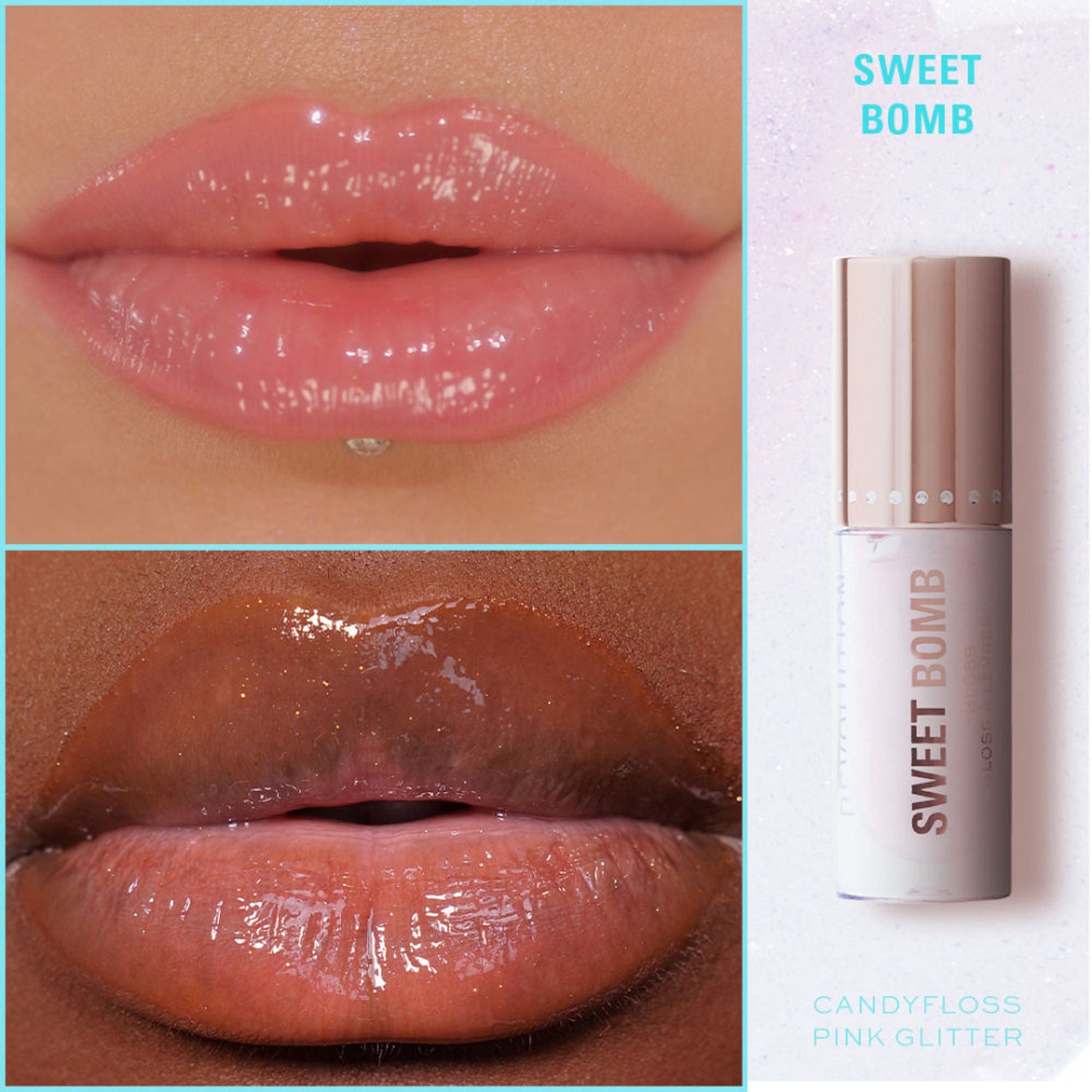Makeup Revolution Y2K Baby Sweet Bomb Lip Gloss - Candyfloss Pink Glitter