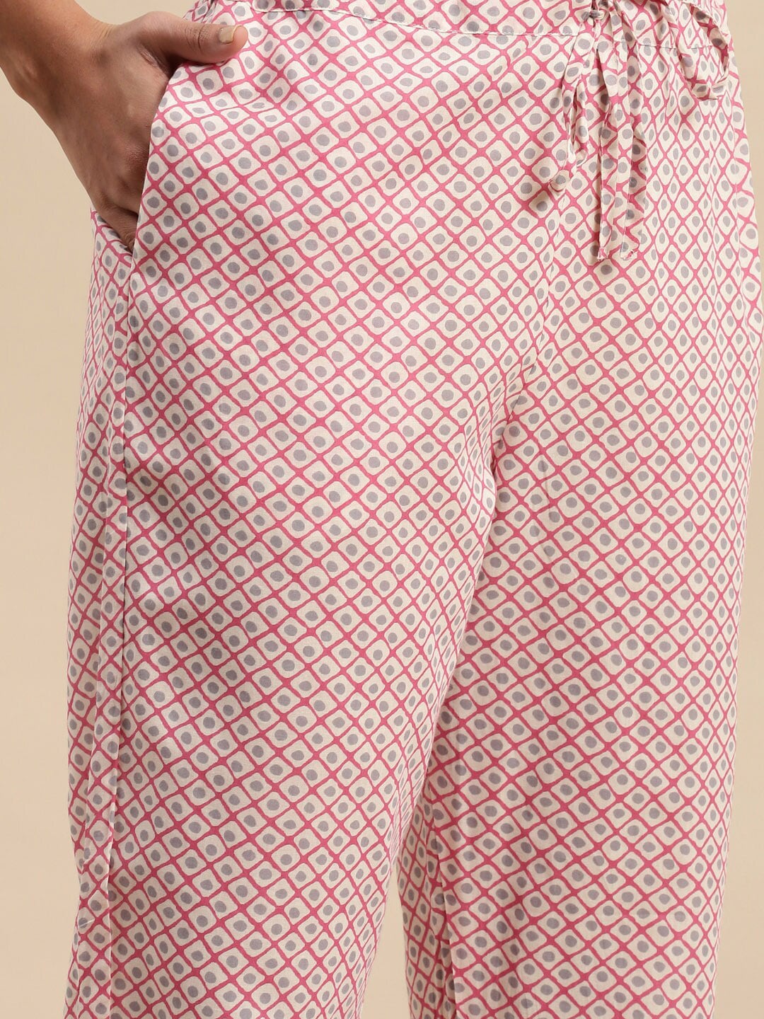 Sangria Floral Printed Gotta Patti Pure-Cotton A-Line Kurta With Trouser & Dupatta - Grab2buy
