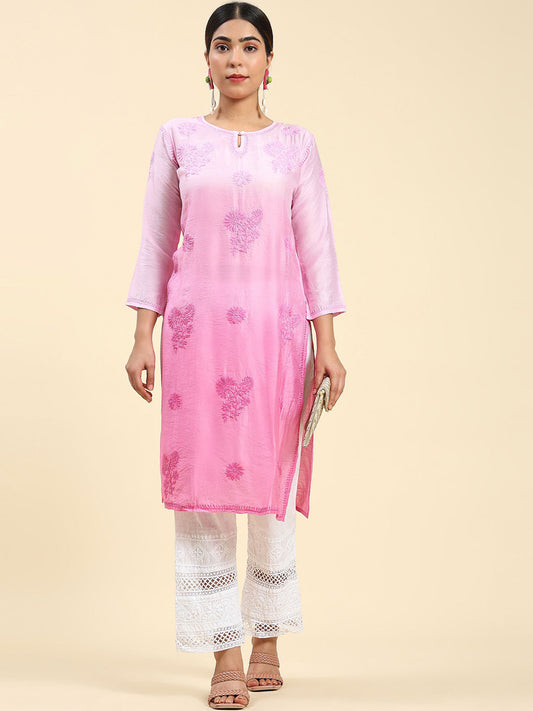 HOUSE OF KARI Floral Chikankari Embroidered Kurta 
