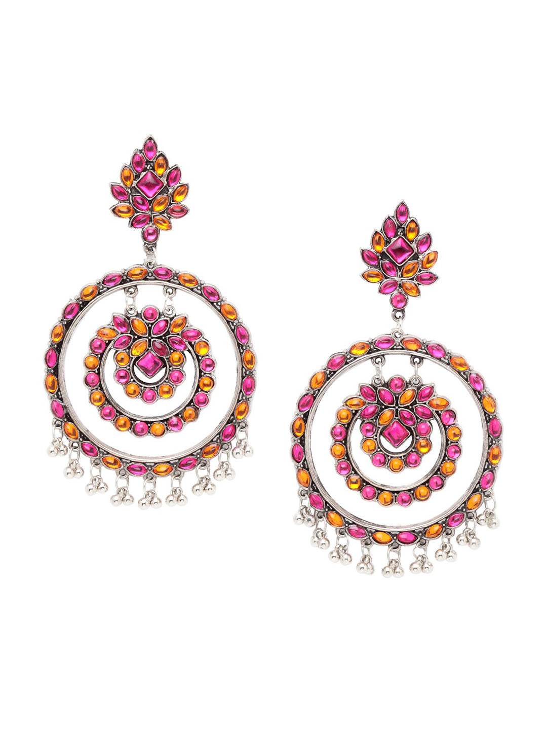 Shining Diva Multicoloured Oxidised Contemporary Drop Earrings - Grab2buy