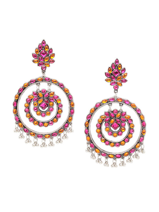 Shining Diva Multicoloured Oxidised Contemporary Drop Earrings - Grab2buy