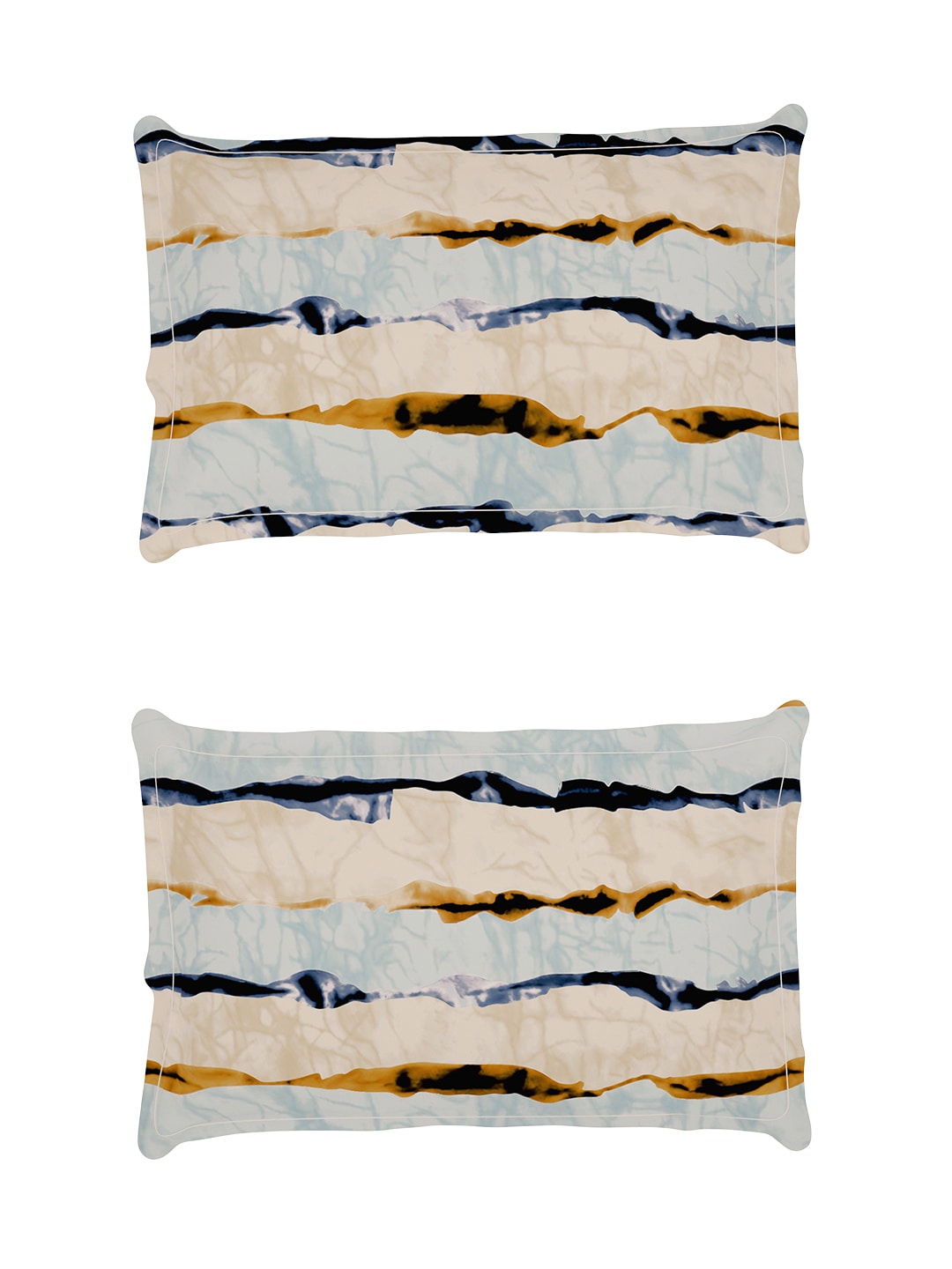 Story@home Arena Cream-Coloured & Grey Printed 180 TC Bedsheet & Pillow Covers 