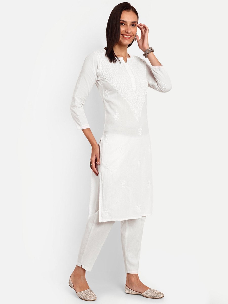 ADA Floral Embroidered Chikankari Kurta 