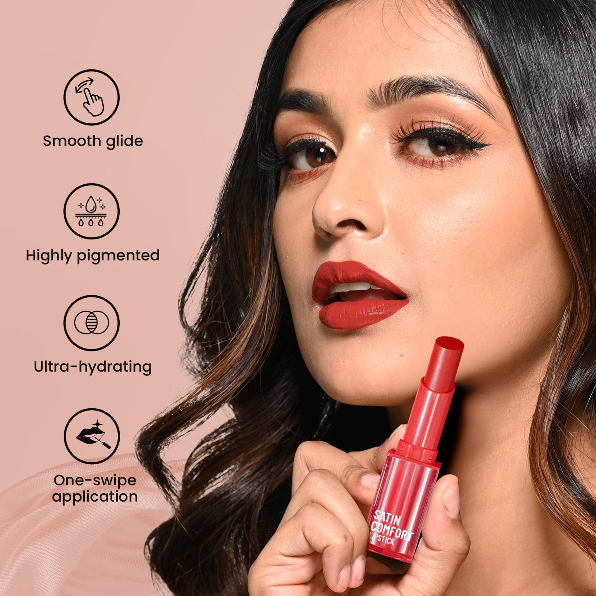 Swiss Beauty Satin Comfort Smooth Glide, Highly Pigmented , Ultra Hydrating Lipstick - 4 Toasted Brown
