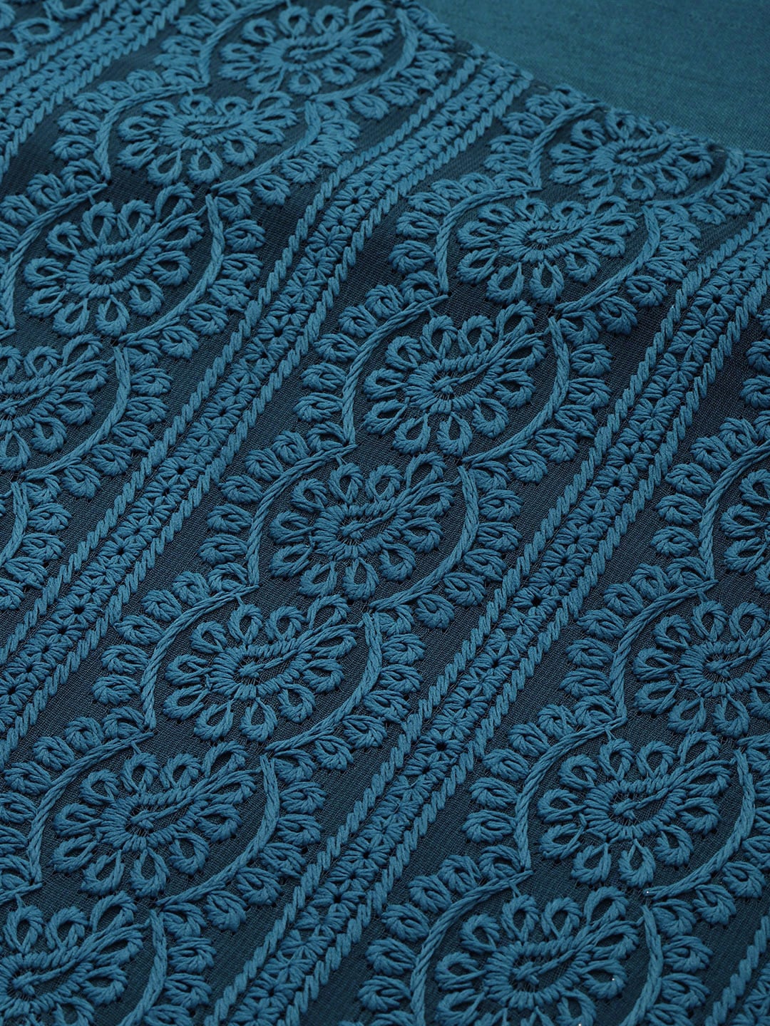 Sangria Women Teal Blue Ethnic Motifs Chikankari Kurta with Palazzos 