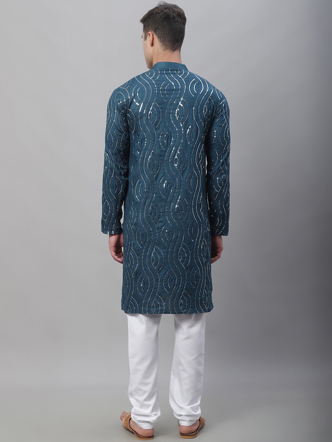 Sojanya Ethnic Motifs Embroidered Sequinned Pure Cotton Kurta with Churidar 