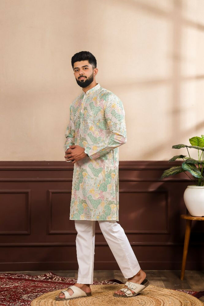 Multy Art Silk Digital Printed, Embroidery Work Kurta Set - Mahotsav