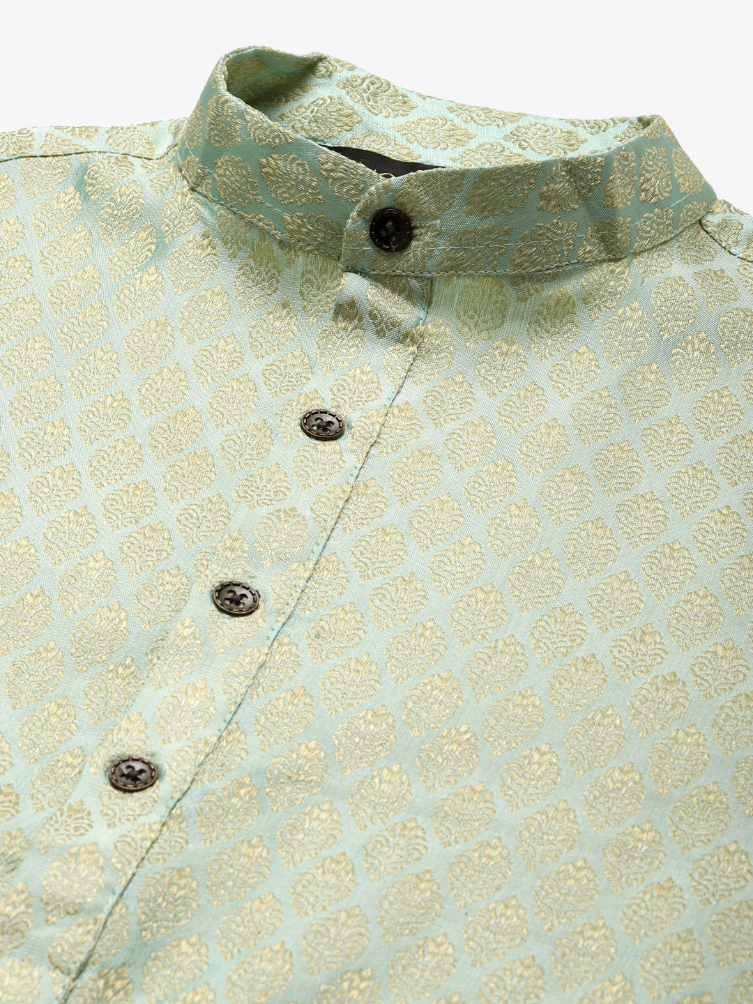 Sojanya Men Green Ethnic Motifs Woven Design Kurta & Churidar Comes With a Nehru Jacket 
