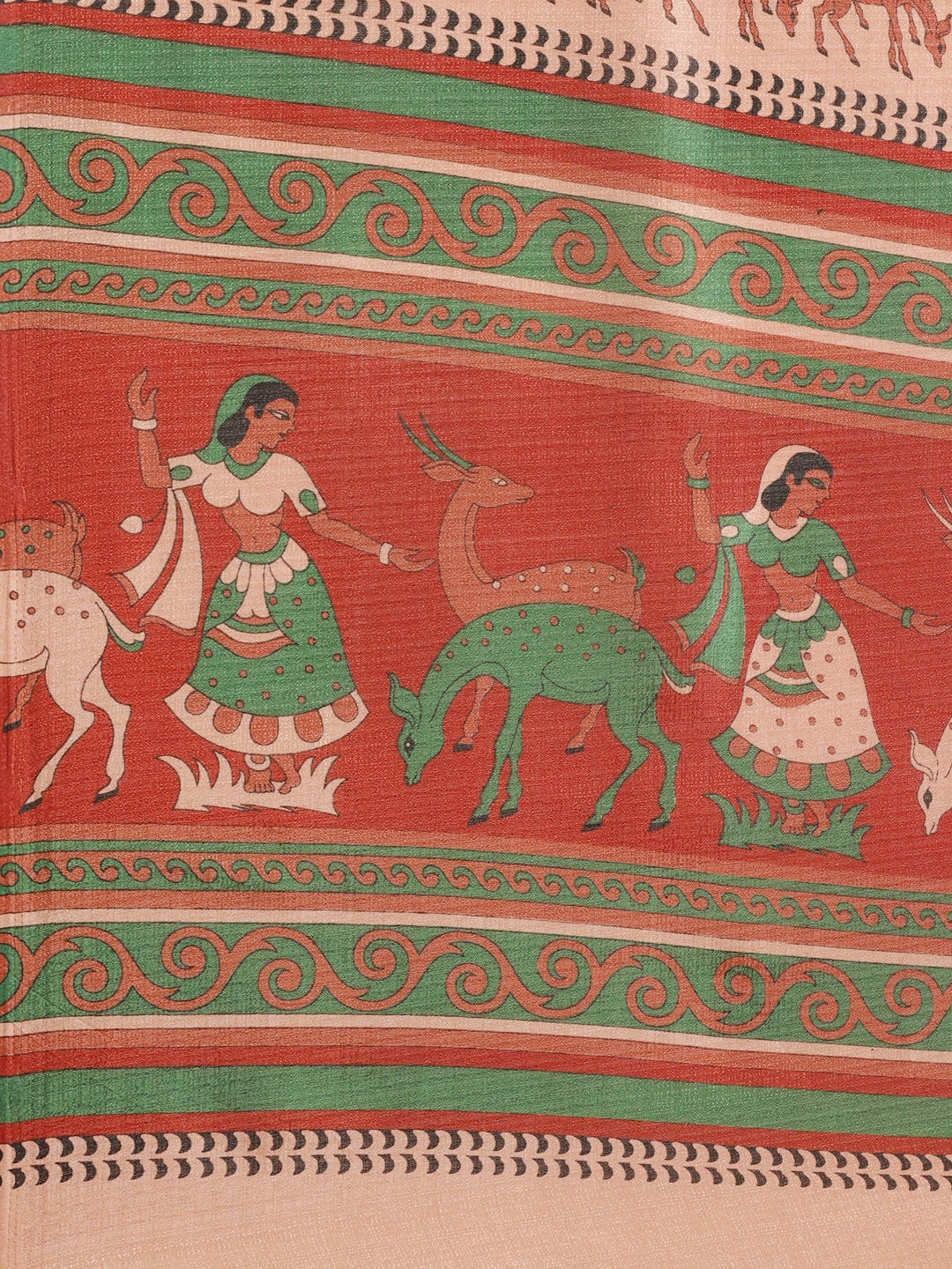 Saree Mall Peach-Coloured & Red Printed Saree