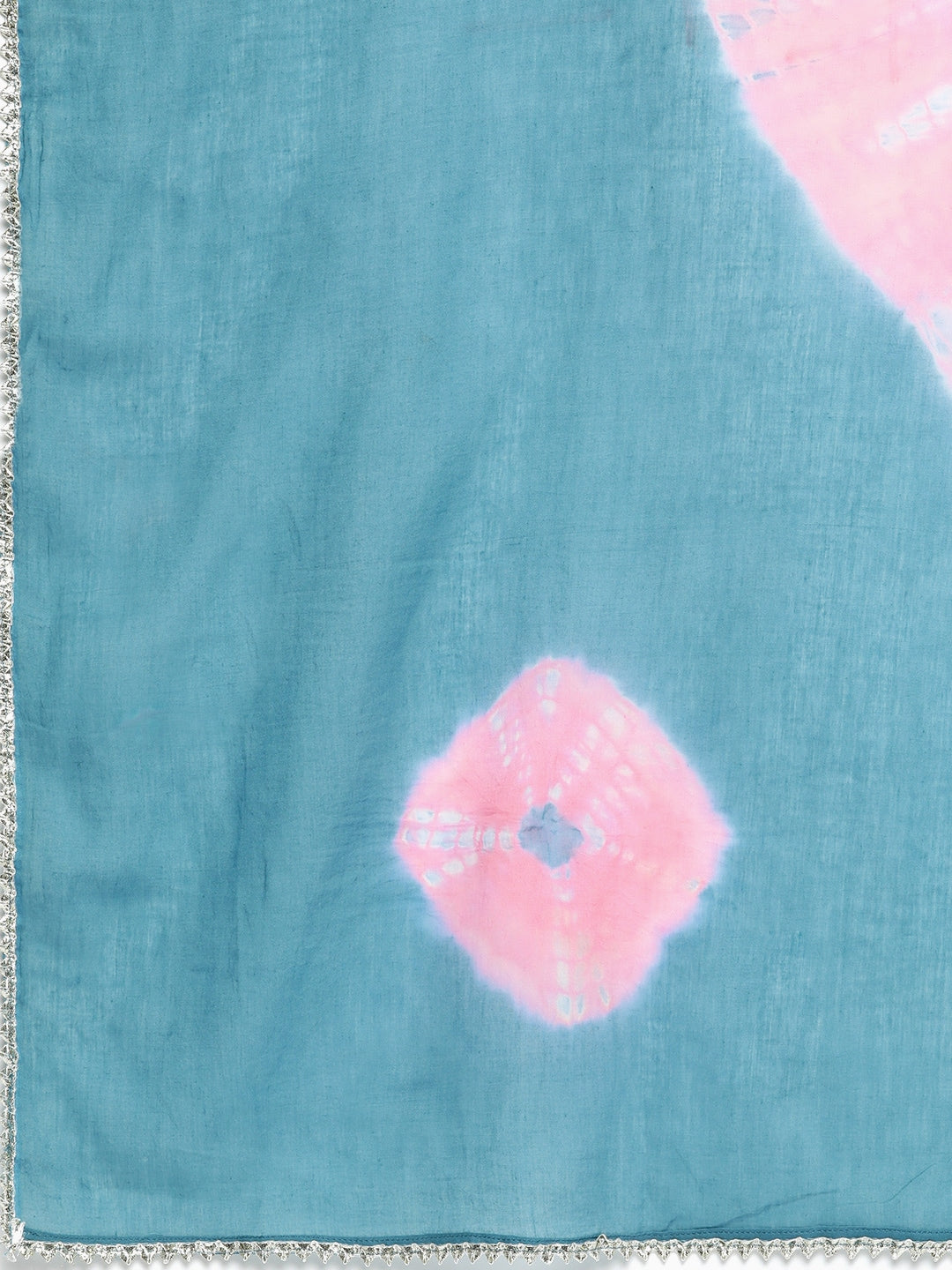 HERE&NOW Women Blue Floral Printed Thread Work Pure Cotton Kurta with Trousers & With Dupatta