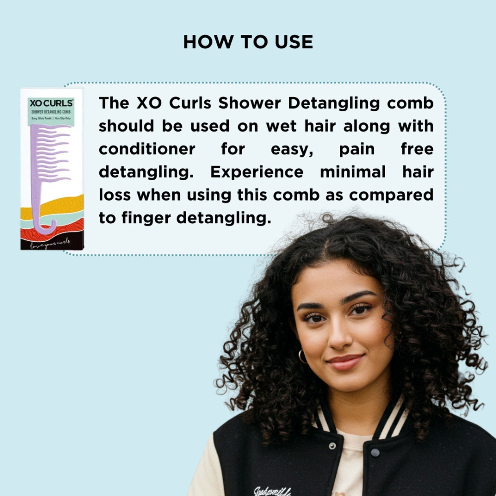 XO Curls Shower Detangling Comb - Lavender  Grab2Buy XO Curls Grab2Buy