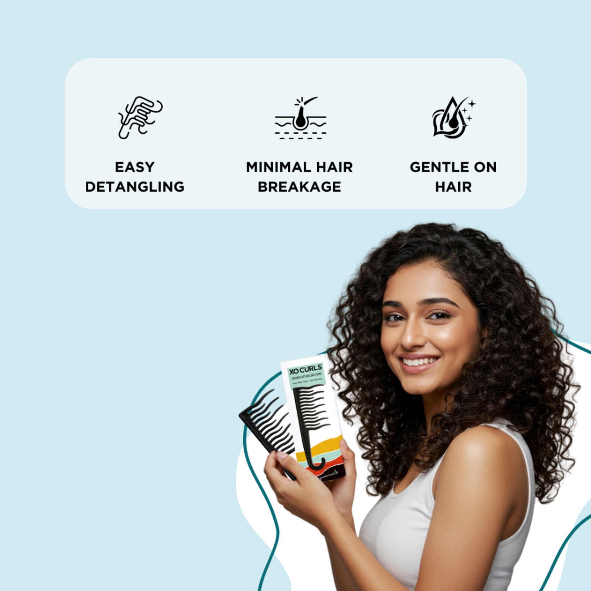 XO Curls Shower Detangling Comb - Black  Grab2Buy XO Curls Grab2Buy