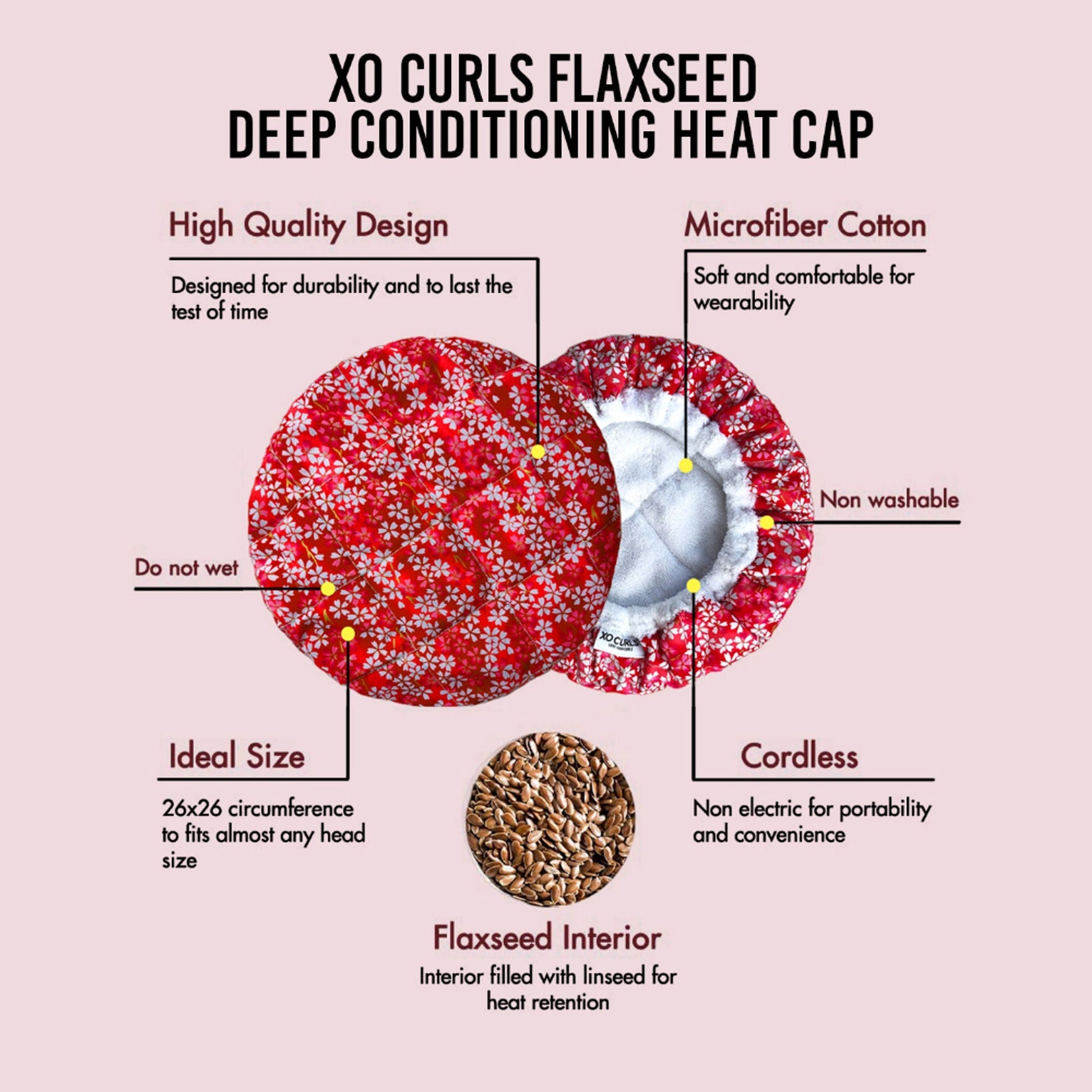 XO Curls Flax Seed Heat Cap For Deep Conditioning  Grab2Buy XO Curls Grab2Buy