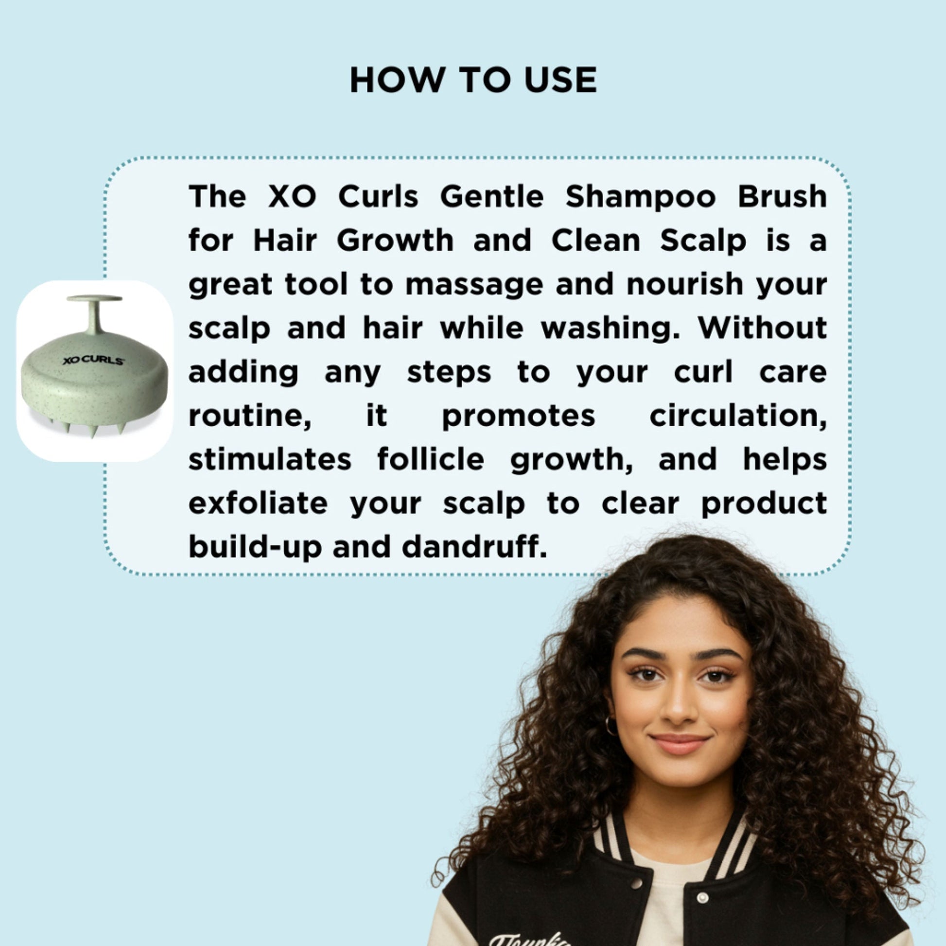 XO Curls Scalp Massaging Shampoo brush - Green  Grab2Buy XO Curls Grab2Buy