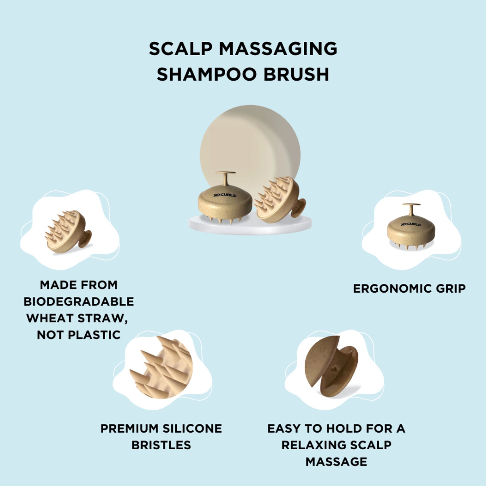 XO Curls Scalp Massaging Shampoo brush - Beige  Grab2Buy XO Curls Grab2Buy