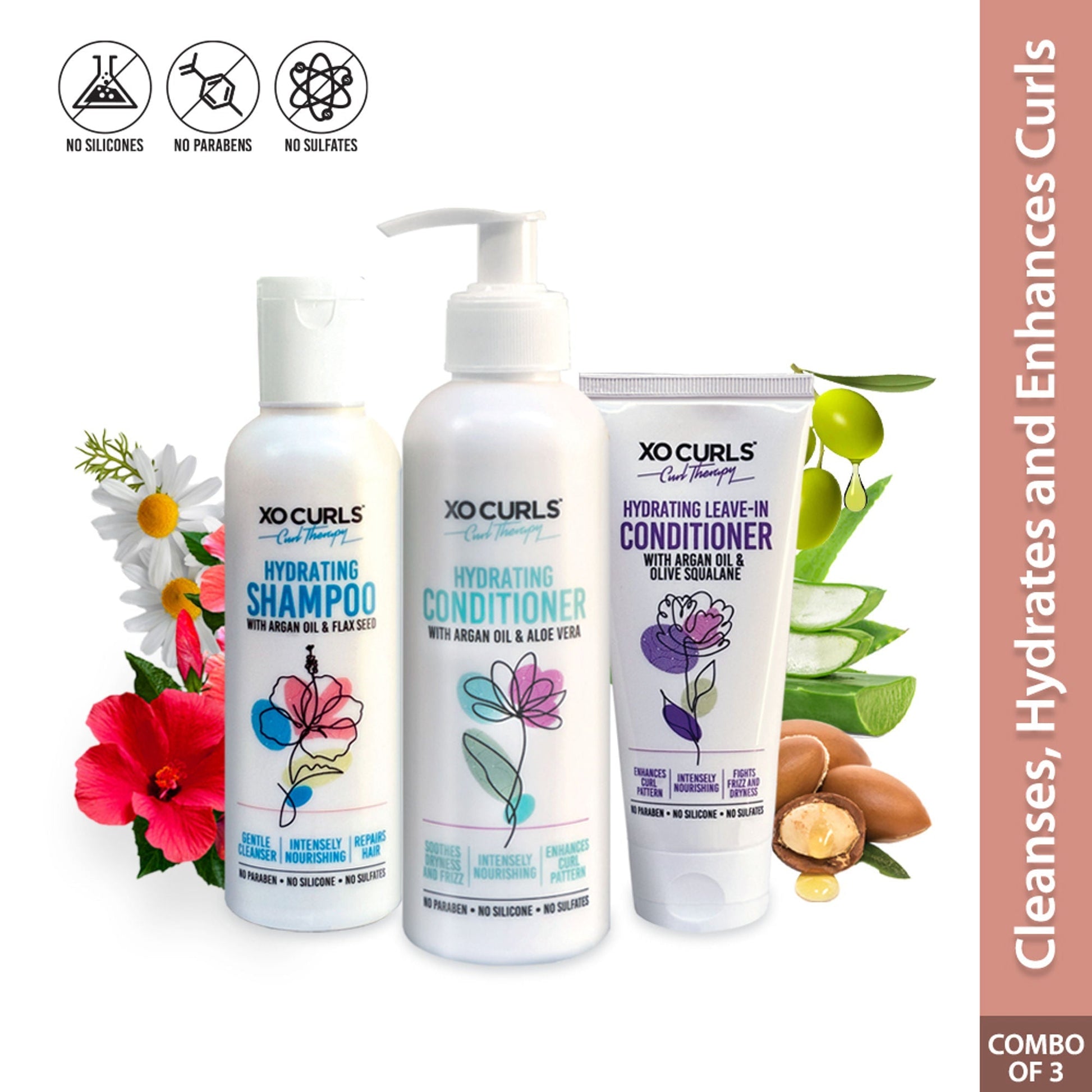 XO Curls Shampoo, Conditioner & Leave-In Conditioner Combo  Grab2Buy XO Curls Grab2Buy