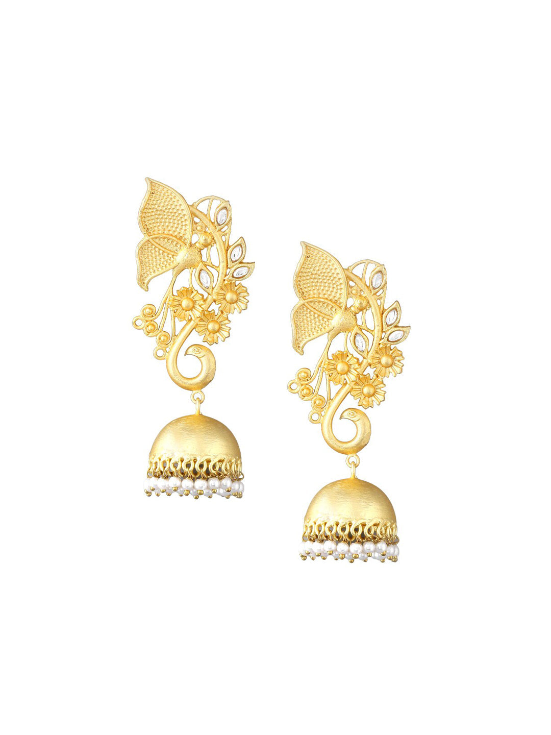 Yellow Chimes Gold-Plated Dome Shaped Jhumkas Earrings - Grab2buy