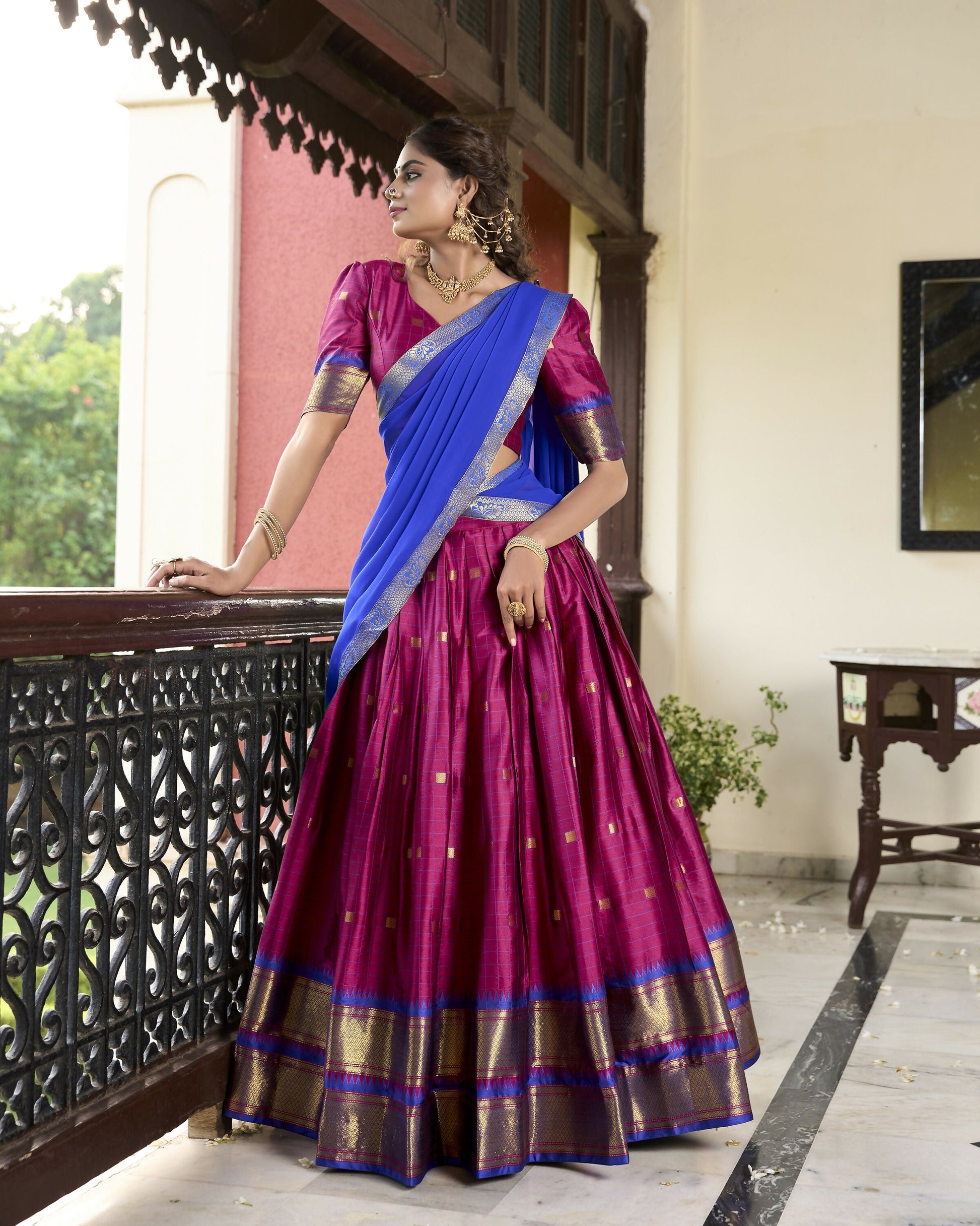 Lorenvalley Ranipink Cotton Silk Weaving Work With Paithani Concept Lehenga Choli 