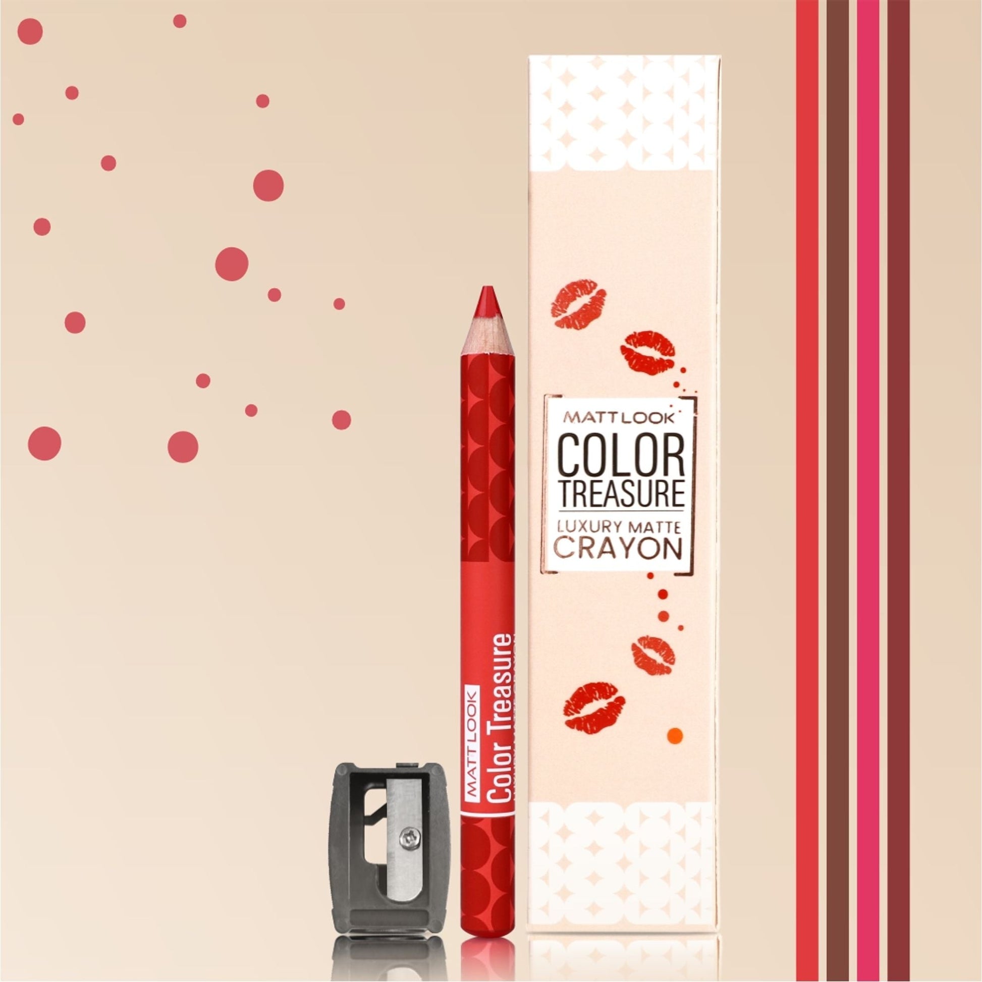 Matt Look Color Treasure Luxury Matte Lip Pencil Crayon - 01 Perfect Red 