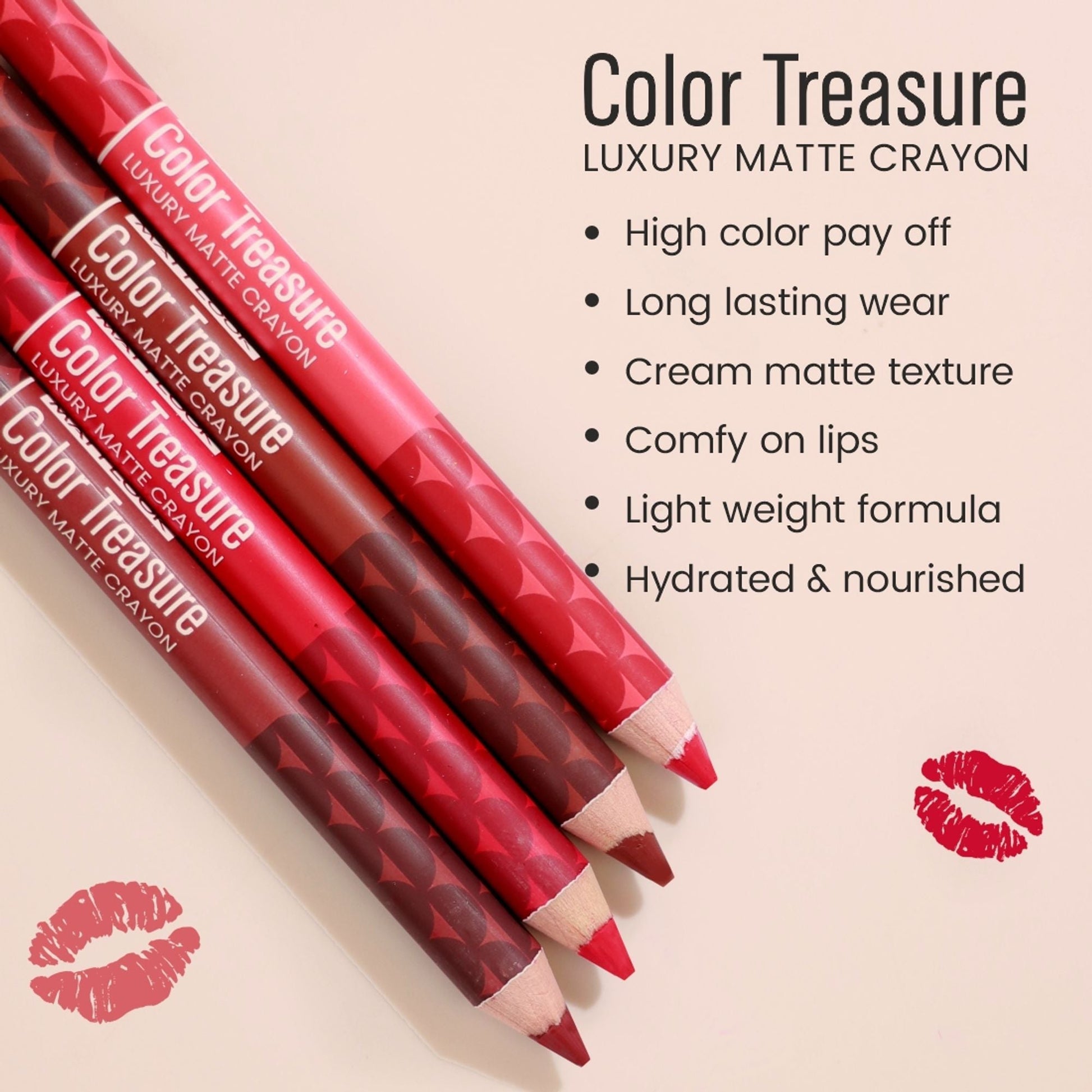 Matt Look Color Treasure Luxury Matte Lip Pencil Crayon - 04 Loveable Wine 