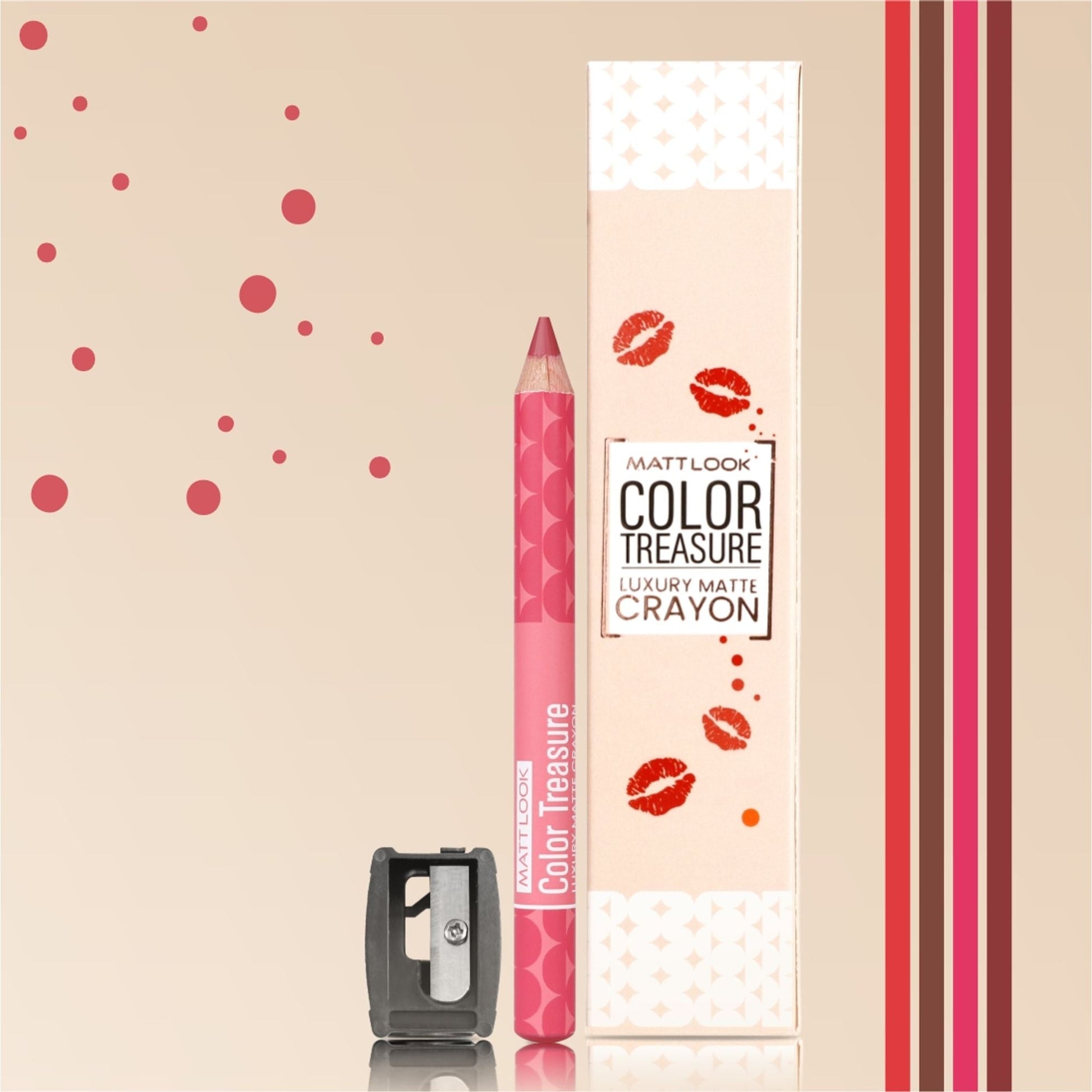 Matt Look Color Treasure Luxury Matte Lip Pencil Crayon - 12 Charming Pink 